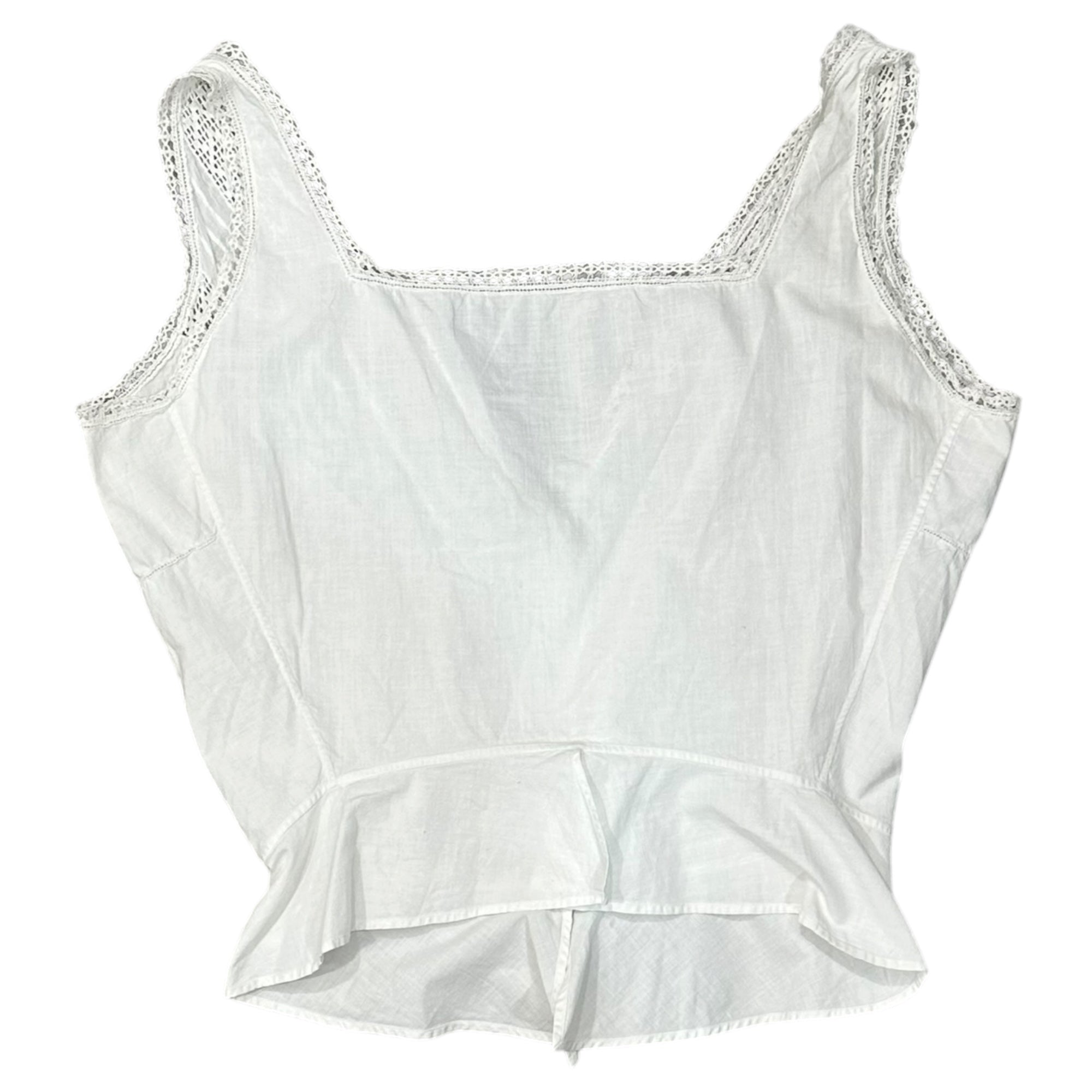 Euro antique(ヨーロッパアンティーク) 1900’s~ crochet lace decorated white cotton corset cover 手編みクロッシェレースのコルセットカバー ブラウス 表記無(M~L程度) ホワイト 20世紀初頭