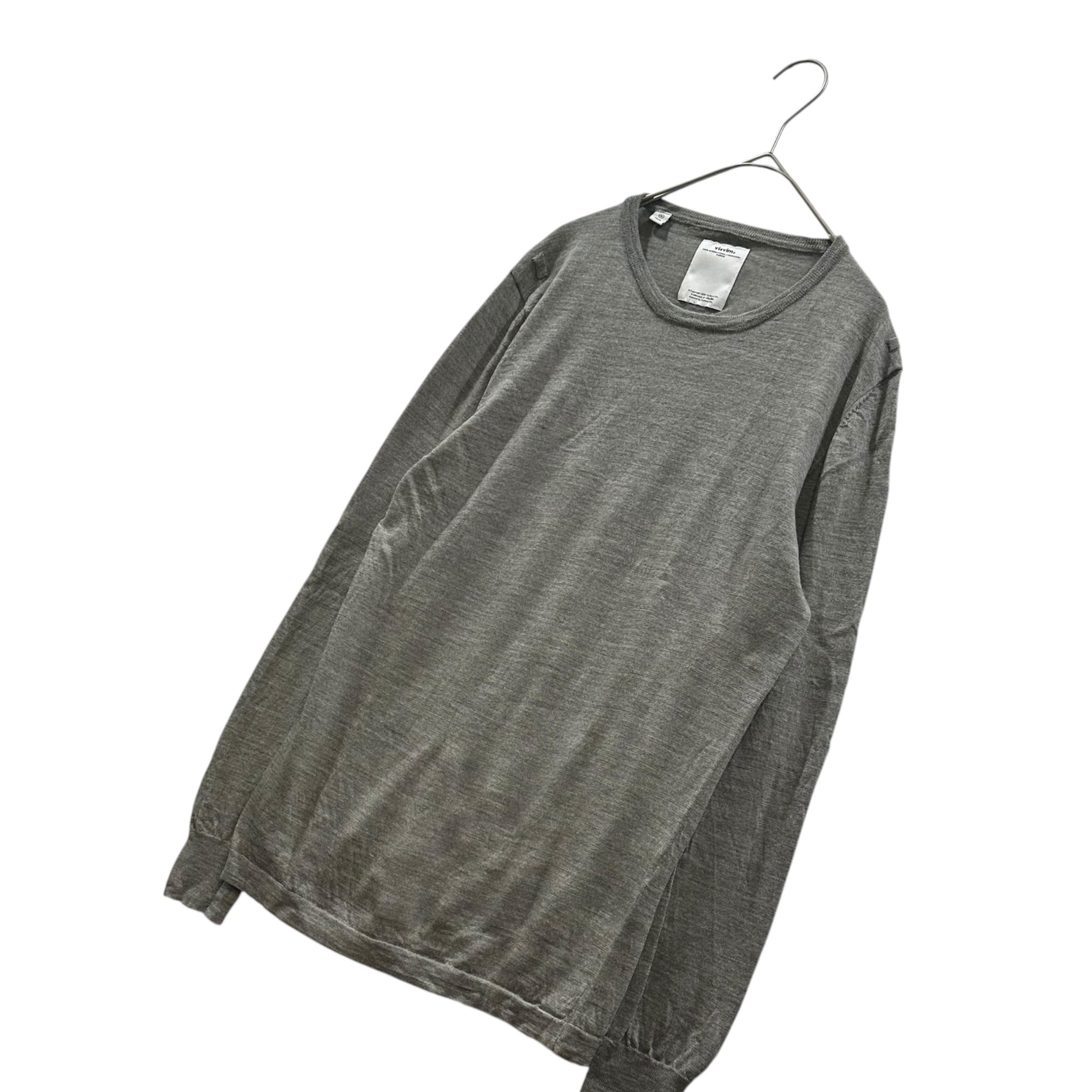 VISVIM(ビズビム/ヴィズヴィム) 2000’s Wool Elbow Patch Sweater ウール エルボーパッチ ニット M グレー×イエロー