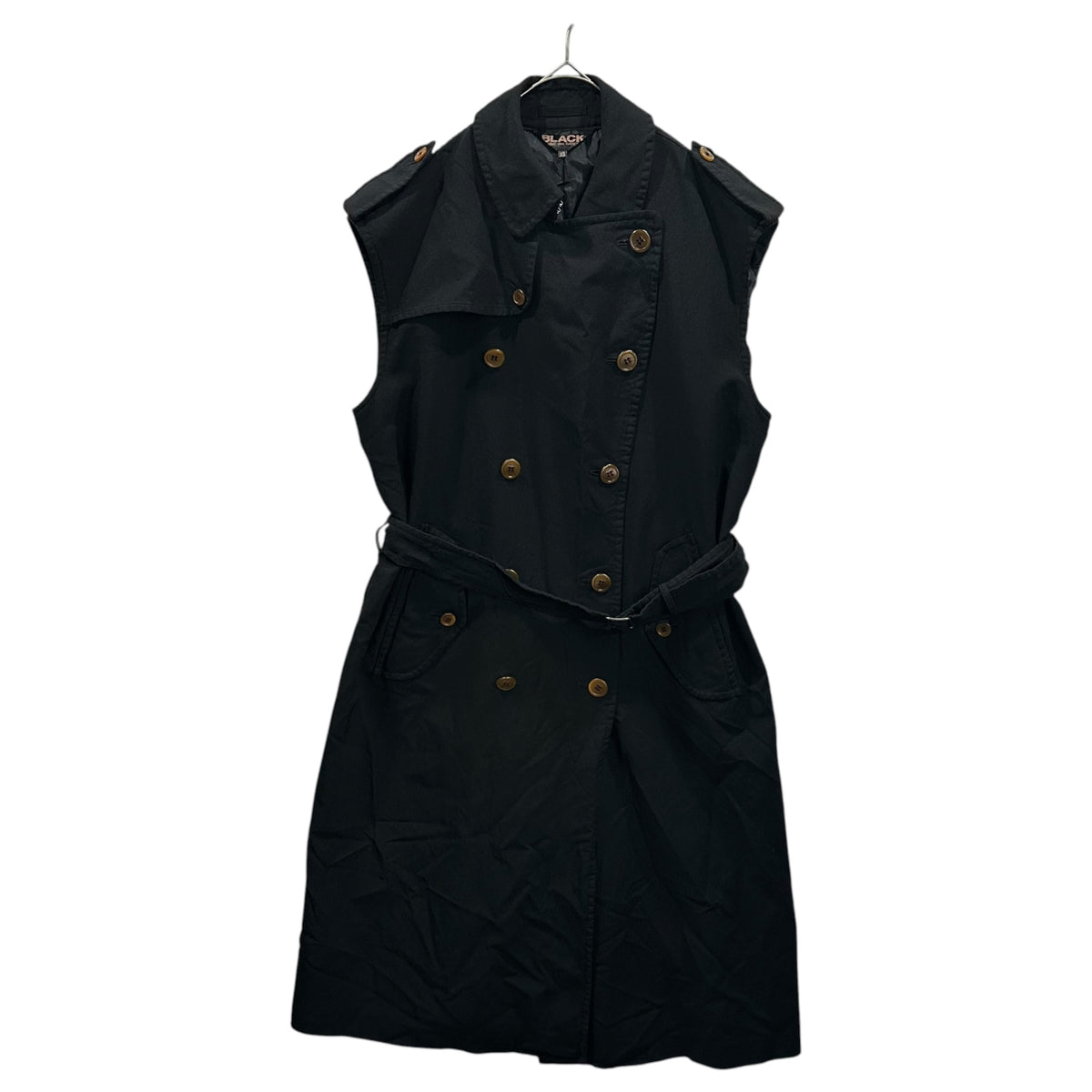 BLACK COMME des GARCONS(ブラックコムデギャルソン) 2021AW Polyester Sleeveless Trench Coat ポリエステル スリーブレス トレンチ コート 1H-J020 XS ブラック AD2021