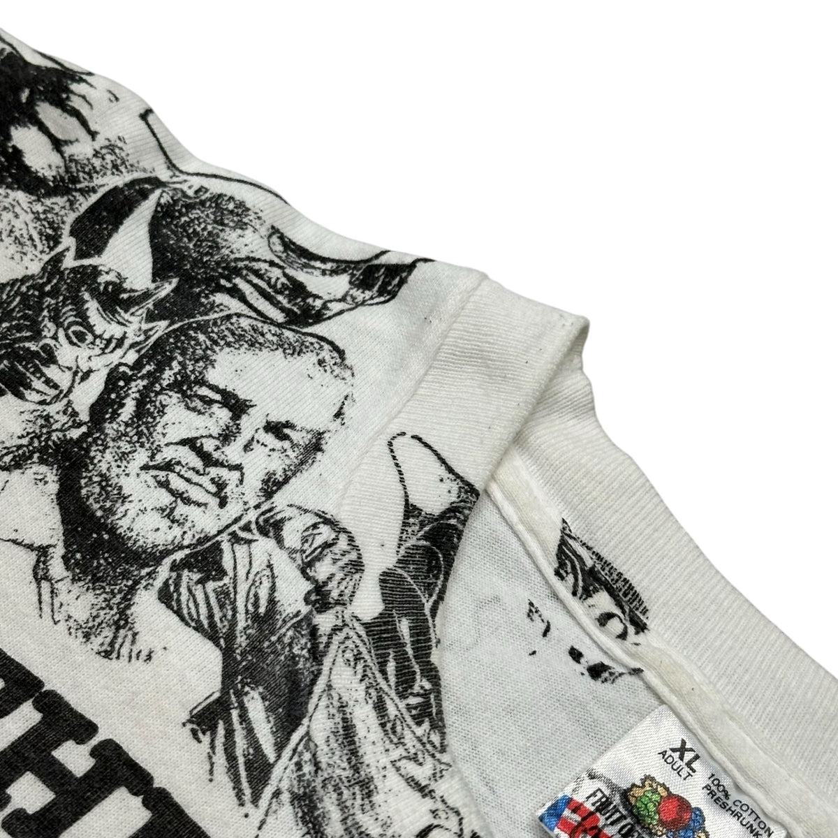 VINTAGE(ヴィンテージ) 1990's "Save Your Soul" Historical Figure Print T-Shirt "Save Your Soul" 偉人 プリント Tシャツ XL ホワイト×ブラック 90s フルーツボディ