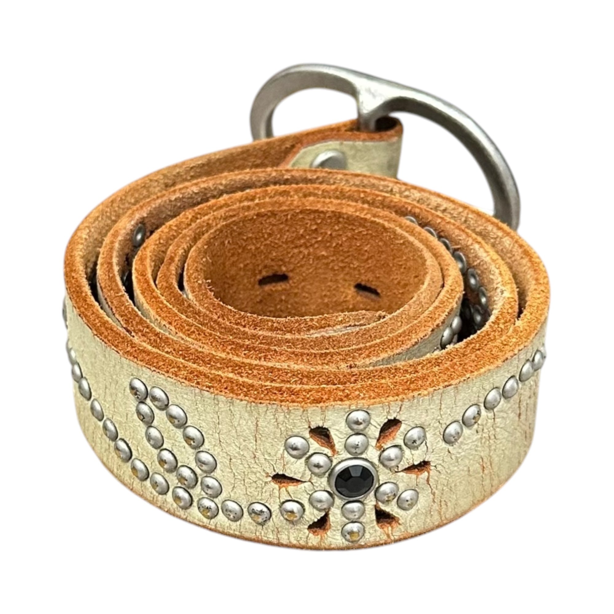 Hawk company(ホークカンパニー) Studded Leather Belt スタッズ レザー ベルト L ホワイト