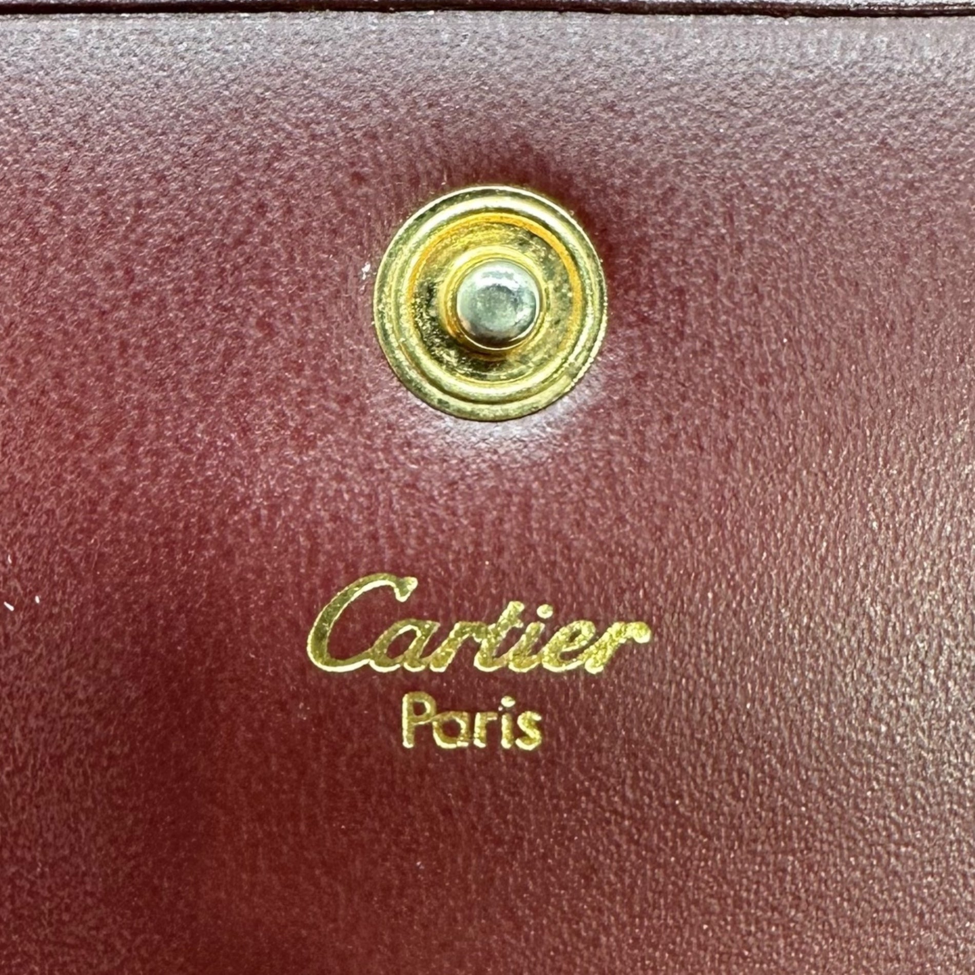 Cartier(カルティエ) Logo stamped coin purse ロゴ 型押し コインケース ボルドー 財布