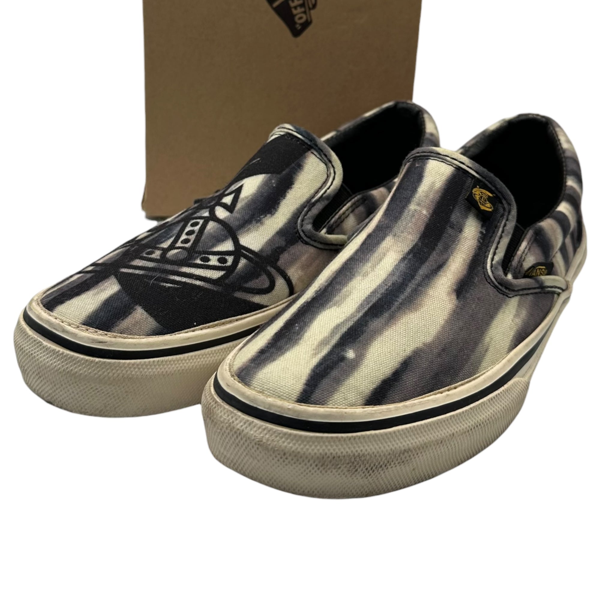 Vivienne Westwood ANGLOMANIA×VANS(ヴィヴィアンウエストウッドアングロマニア×バンズ) Anarchy Stripe Orb Logo Slip-on Shoes アナーキー ストライプ オーブロゴ スリッポン V98VIVIENNE 24cm ブラック×ホワイト