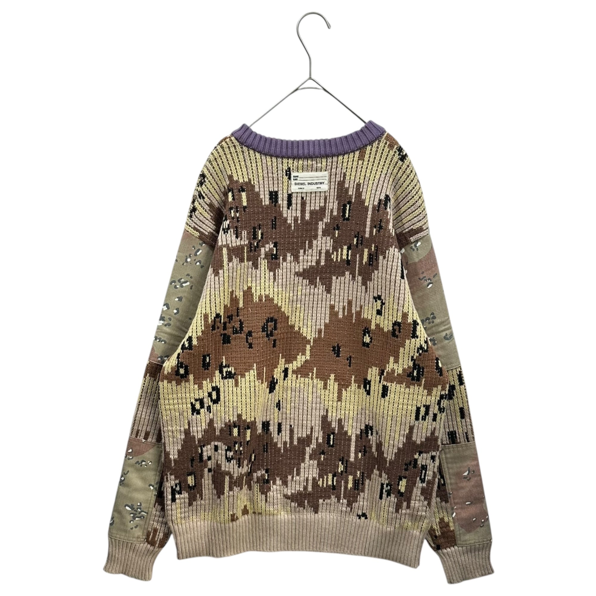 DIESEL(ディーゼル) K-Amillus Dessert Camo Pullover Half-Zip Ribbed Knit デザートカモ プルオーバー ハーフジップ リブニット  A06733 S ベージュ×ブラウン