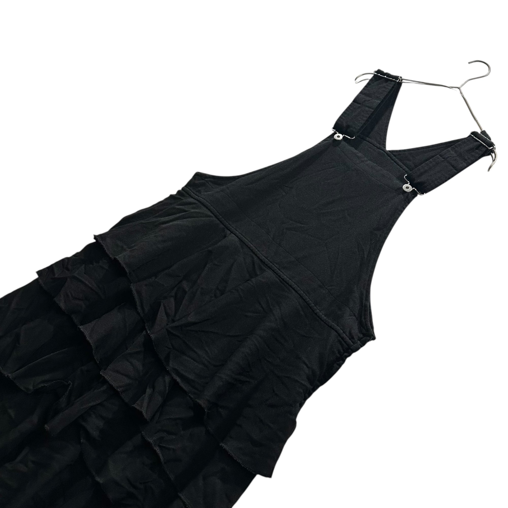 BLACK COMME des GARCONS(ブラックコムデギャルソン) 2022AW Polyester fulling tiered jumper skirt ポリ縮絨 ティアード ジャンパースカート 1J-A003 S ブラック AD2022 ワンピース