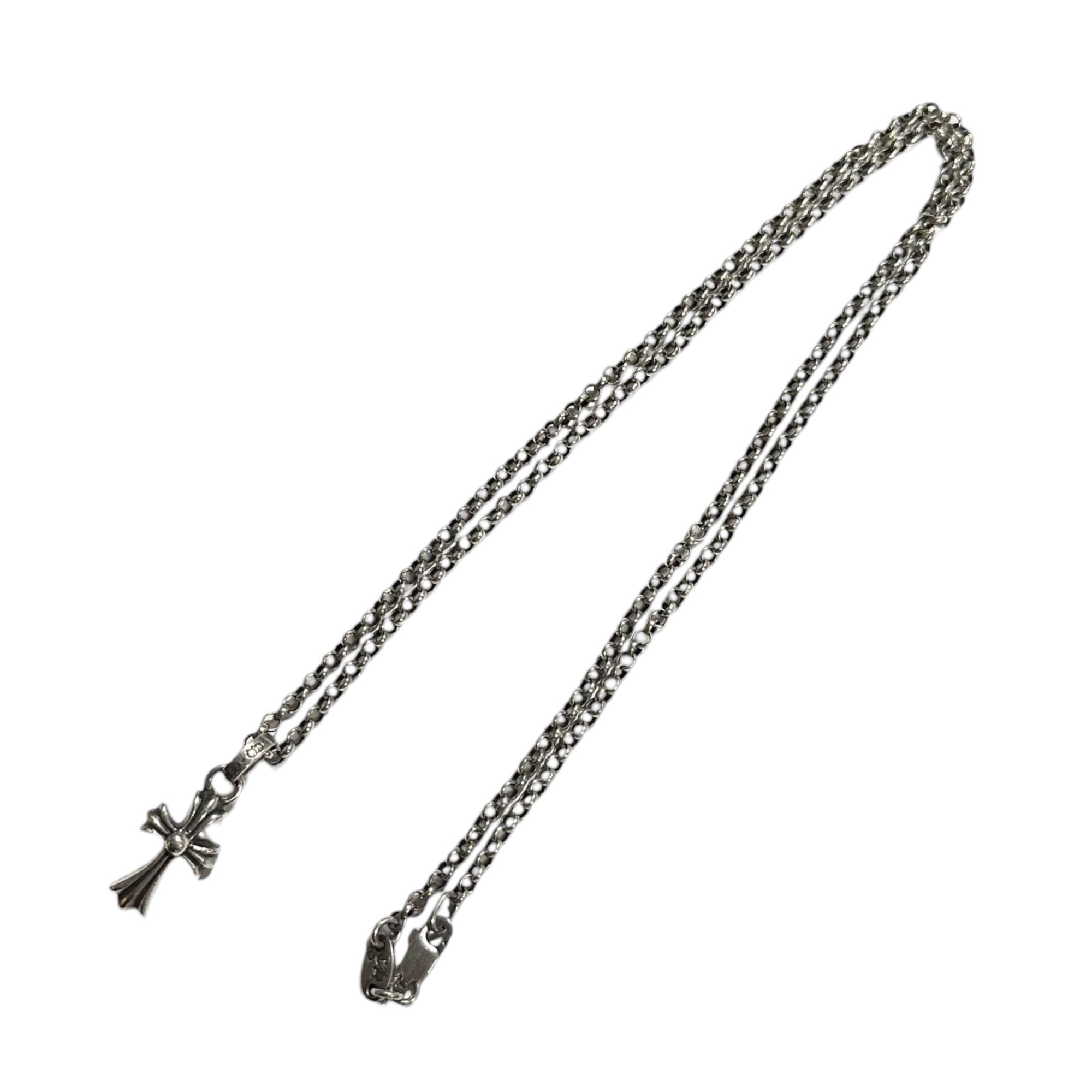 CHROME HEARTS(クロムハーツ) CH CROSS BABY FAT CHARM w/ ROLL CHAIN 18" CHクロス ベイビー ファット ＆ ロールチェーン 18インチ シルバー