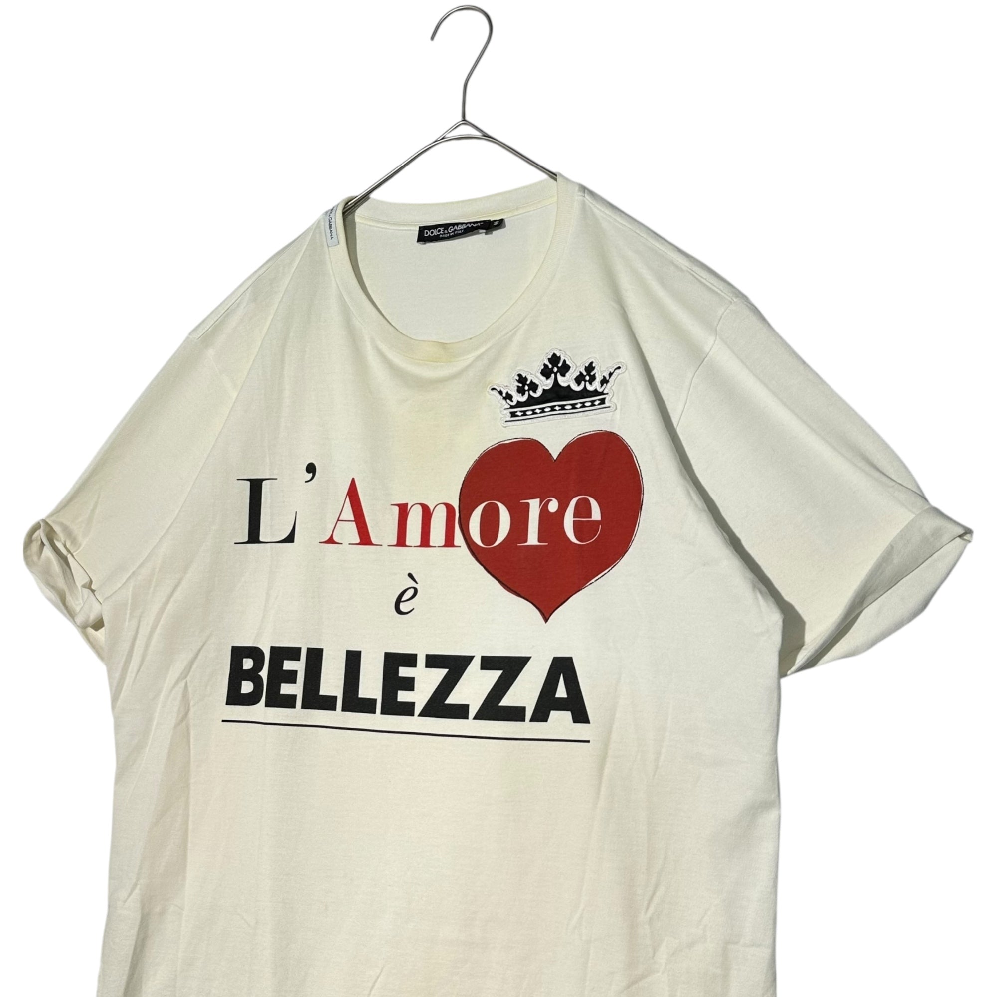 DOLCE&GABBANA(ドルチェ&ガッバーナドルガバ) ハートプリント Tシャツ 46(S) ホワイト×ブラック×レッド