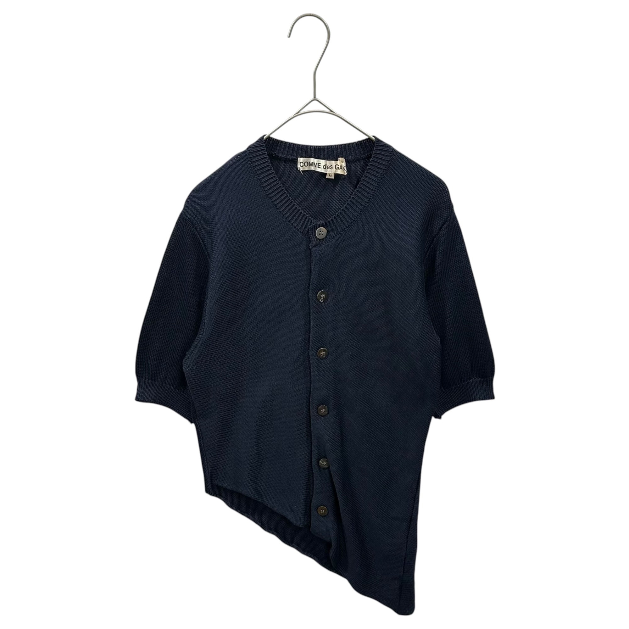 COMME des GARCONS(コムデギャルソン) 1980's Asymmetrical Silk-Button S/S Cardigan 80年代 アシンメトリー シルク ボタン 半袖 カーディガン GN-11008M M ネイビー AD表記無 80s シルク100％ アーカイブ