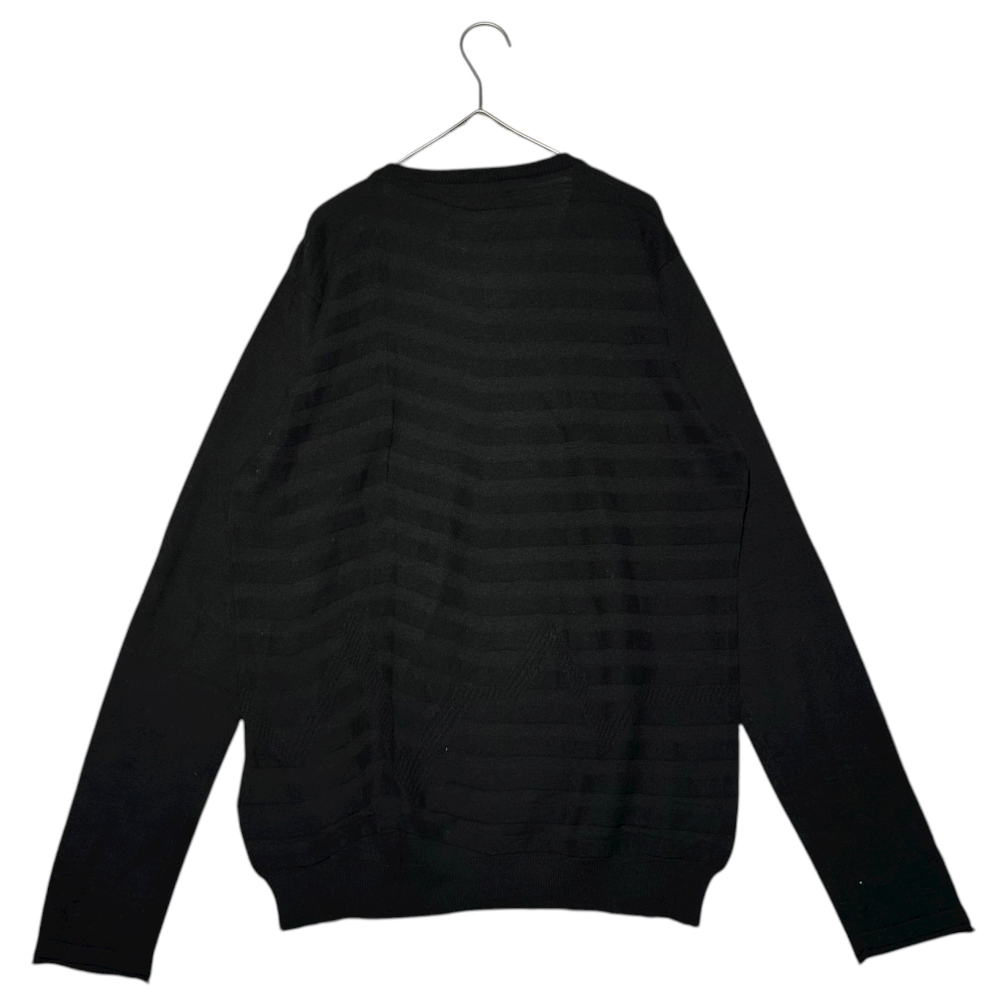 MARITHE FRANCOIS GIRBAUD(マリテフランソワジルボー) 00's V-neck Striped Knit Vネック ボーダー ニット M7-8264 L ブラック Y2K