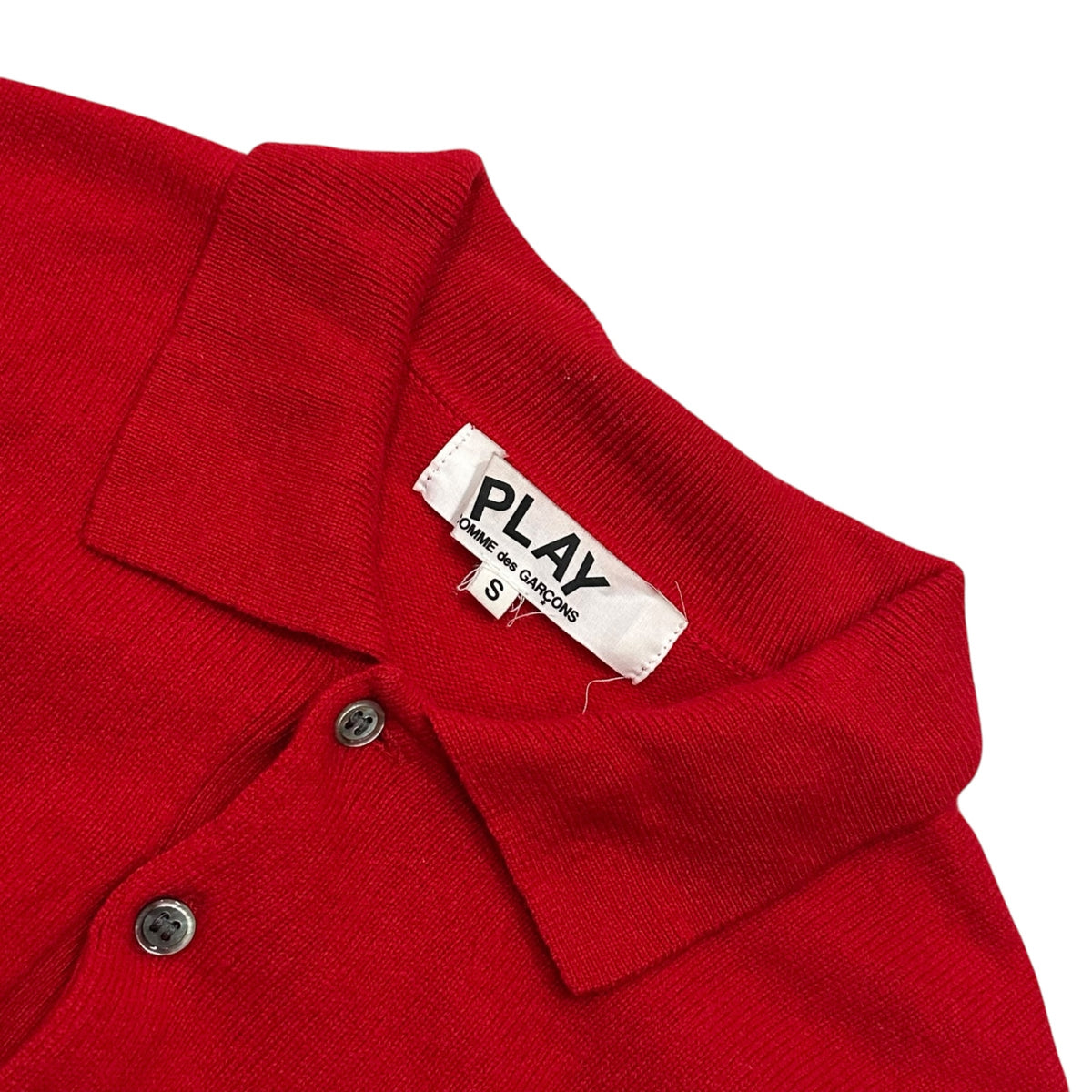 PLAY COMME des GARCONS(プレイコムデギャルソン) 2000's Heart-Patch Knit Polo Shirt ハート ワッペン ニット ポロ シャツ AZ-N005 S レッド AD2003 00s アーカイブ
