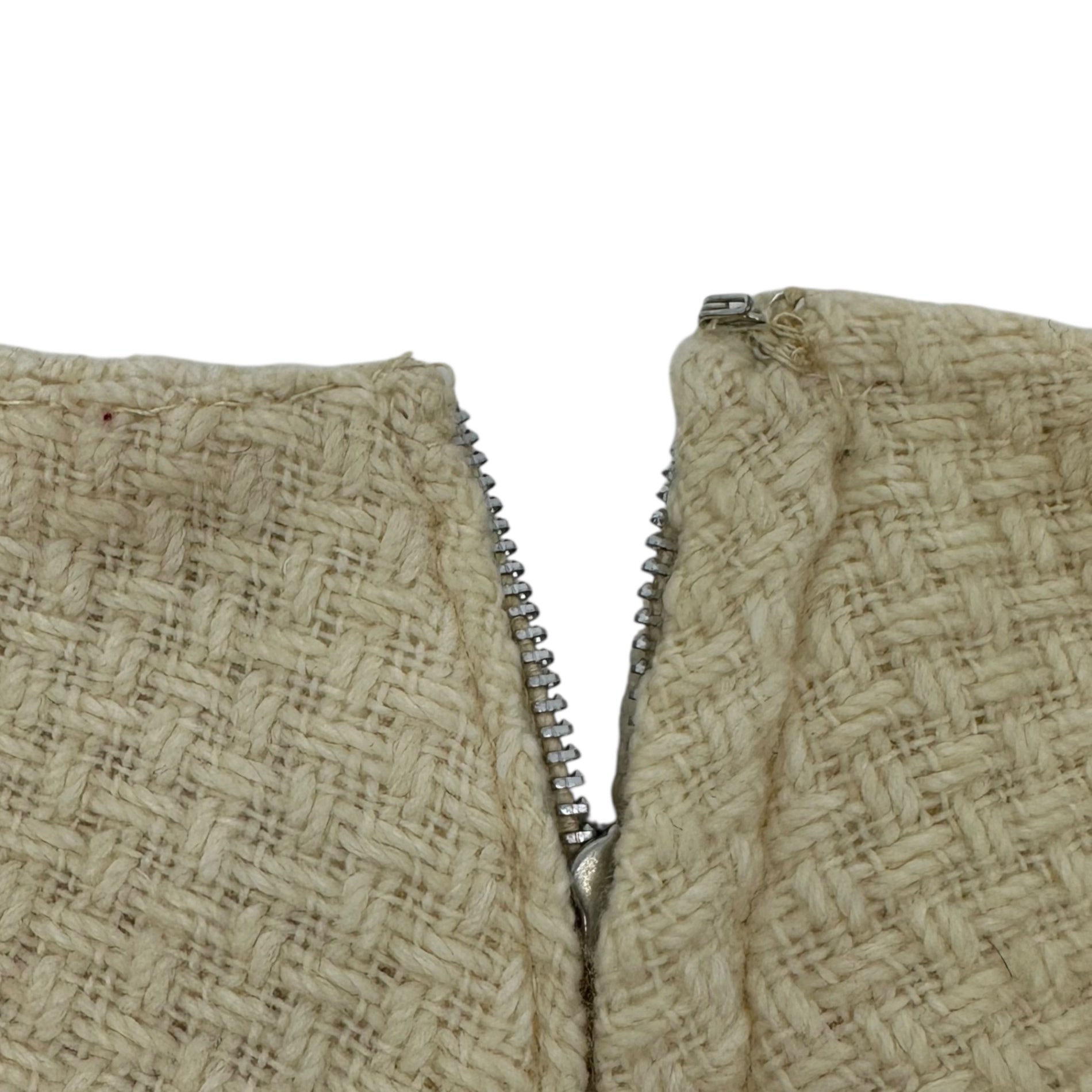 VINTAGE(ヴィンテージ) London 70's~ white knit sleevlessdress ミルキーホワイトニットのデザインノースリーブワンピース M程度 アイボリー