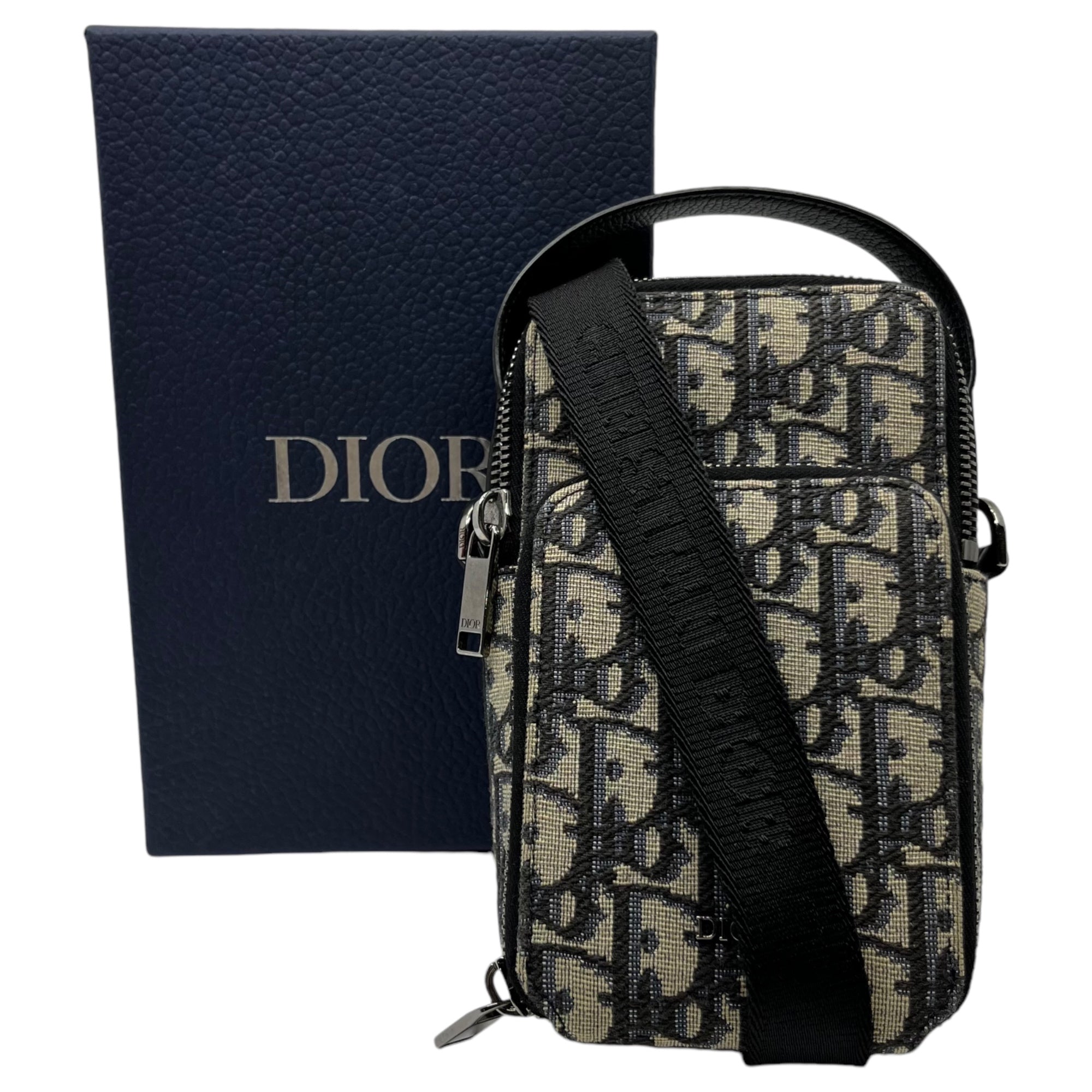 Dior(ディオール) RIDER ライダー マイクロポーチ 2OBCA326YSE ネイビー ショルダーバッグ トロッター オブリーク ジャカード 2AWY 11-BO-1222