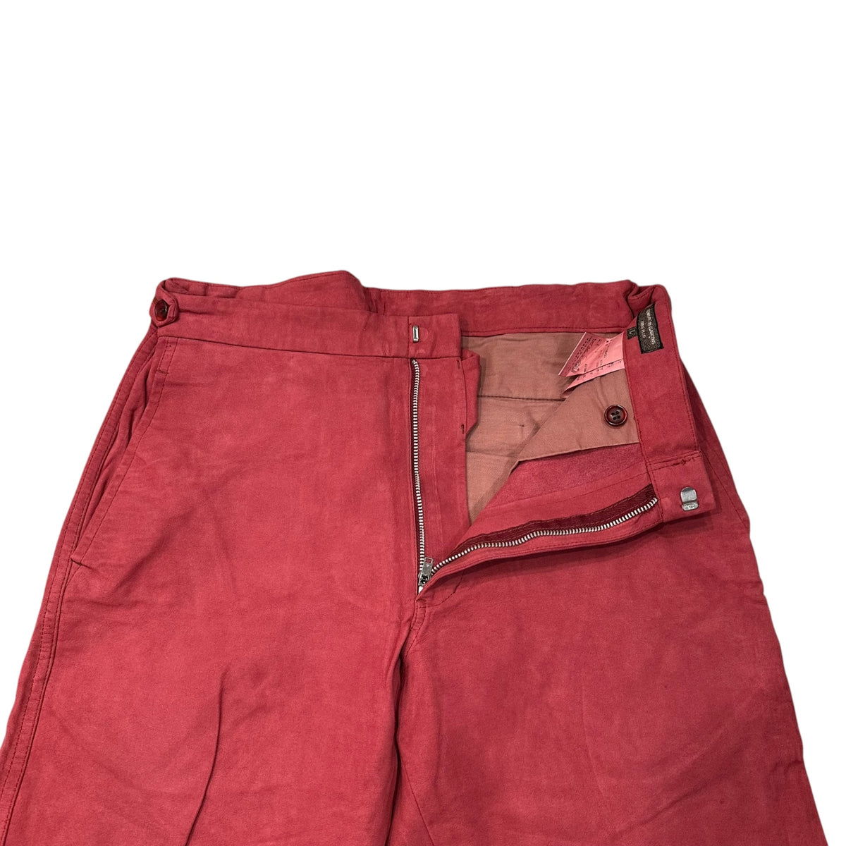 COMME des GARCONS HOMME PLUS(コムデギャルソンオムプリュス) 1999AW Souvenir Kitsch Collection Straight-Leg Faux Suede Pants with Side Adjusters スーベニールキッチュ期 フェイク スウェード サイド アジャスター ストレート パンツ PP-10042L L レッド AD1999 90s アーカイブ