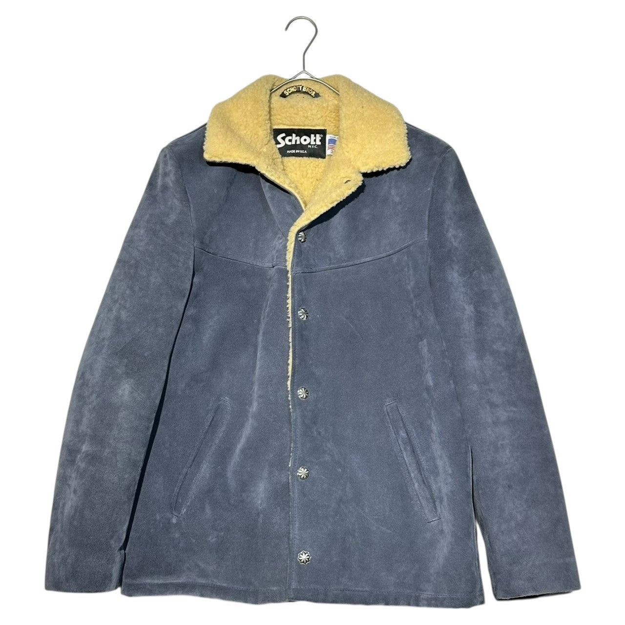 SCHOTT(ショット) Concho Button Suede Boa Lunch Jacket コンチョ ボタン スウェード ボア ランチ ジャケット 7543 38(M~L程度) ブルー