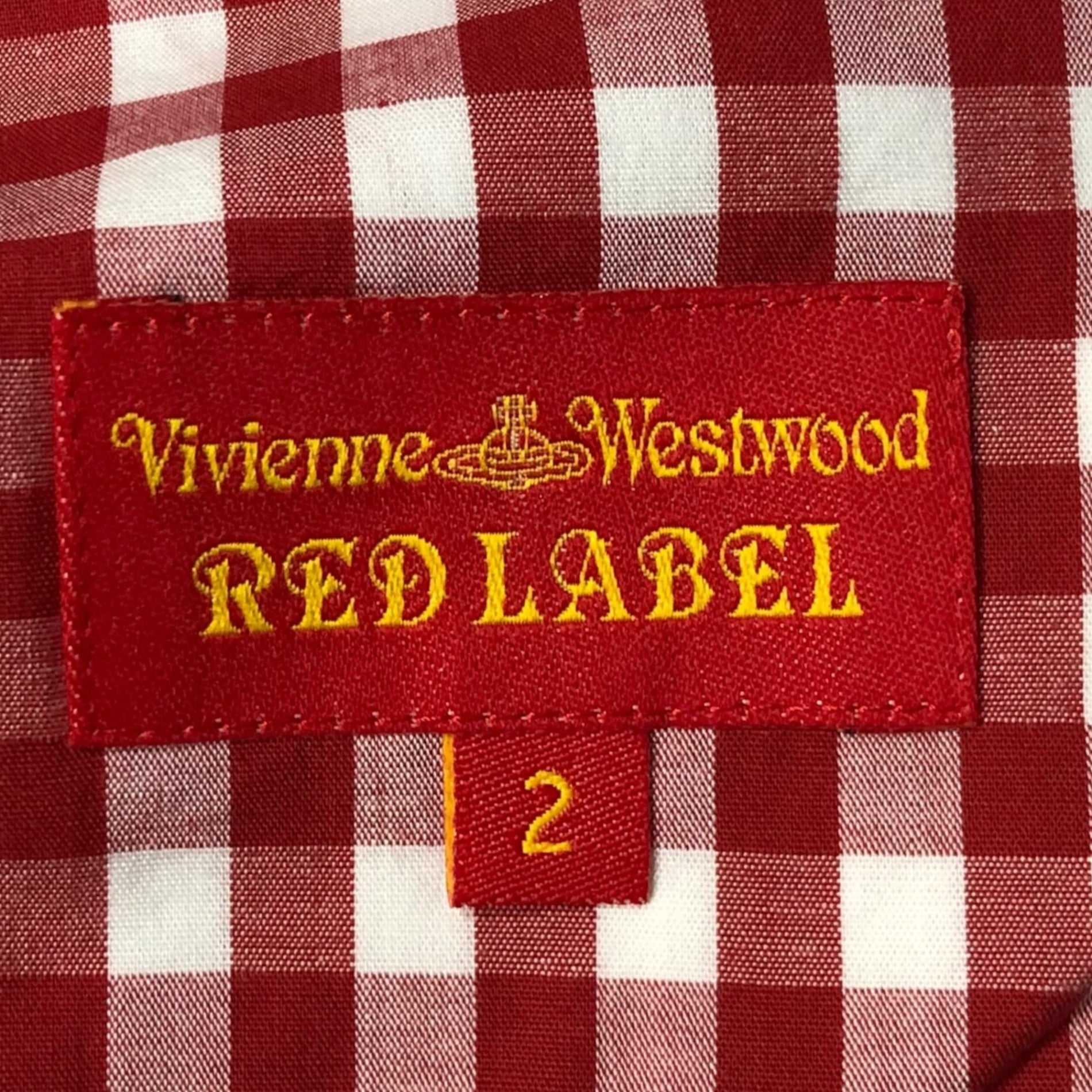 Vivienne Westwood RED LABEL(ヴィヴィアンウエストウッドレッドレーベル) Orbro logo gingham check big color dress オーブ ロゴ ギンガム チェック  ワンピース 6116M 357-56054 2(M程度) レッド×ホワイト 00’s ノースリーブ フレンチ 刺繍 半袖