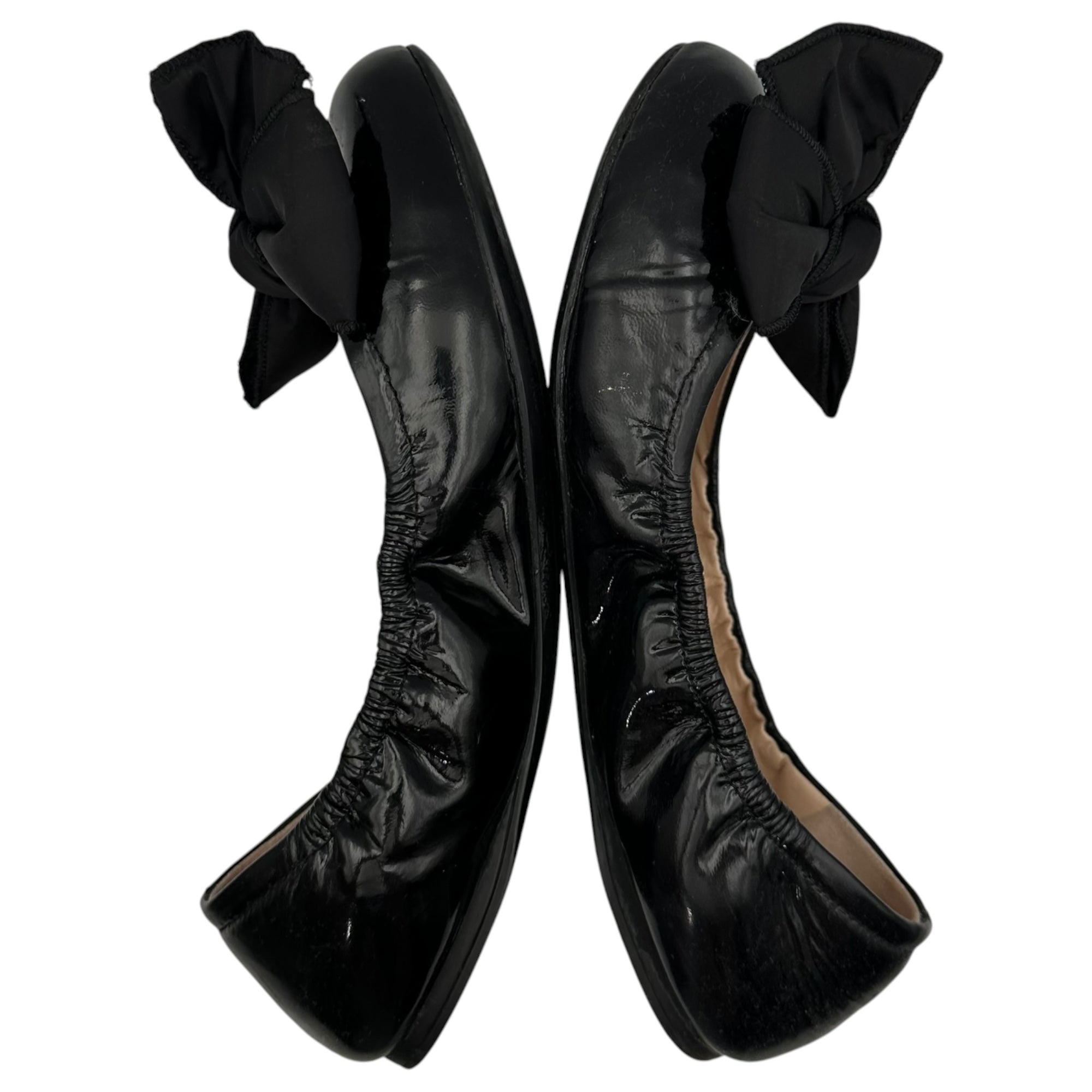 PRADA(プラダ) Bow Patent Leather Ballet Flats リボン パテントレザー バレエシューズ 3F455 38(24cm程度) ブラック