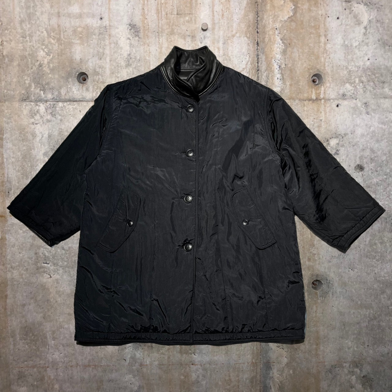 i.s. ISSEY MIYAKE(アイエスイッセイミヤケ) 88's ”is”logo reversible leather  coat/リバーシブルレザーコート RQ63038 9(XLサイズ程度) ブラック IS TSUMORI CHISATO DESIGN