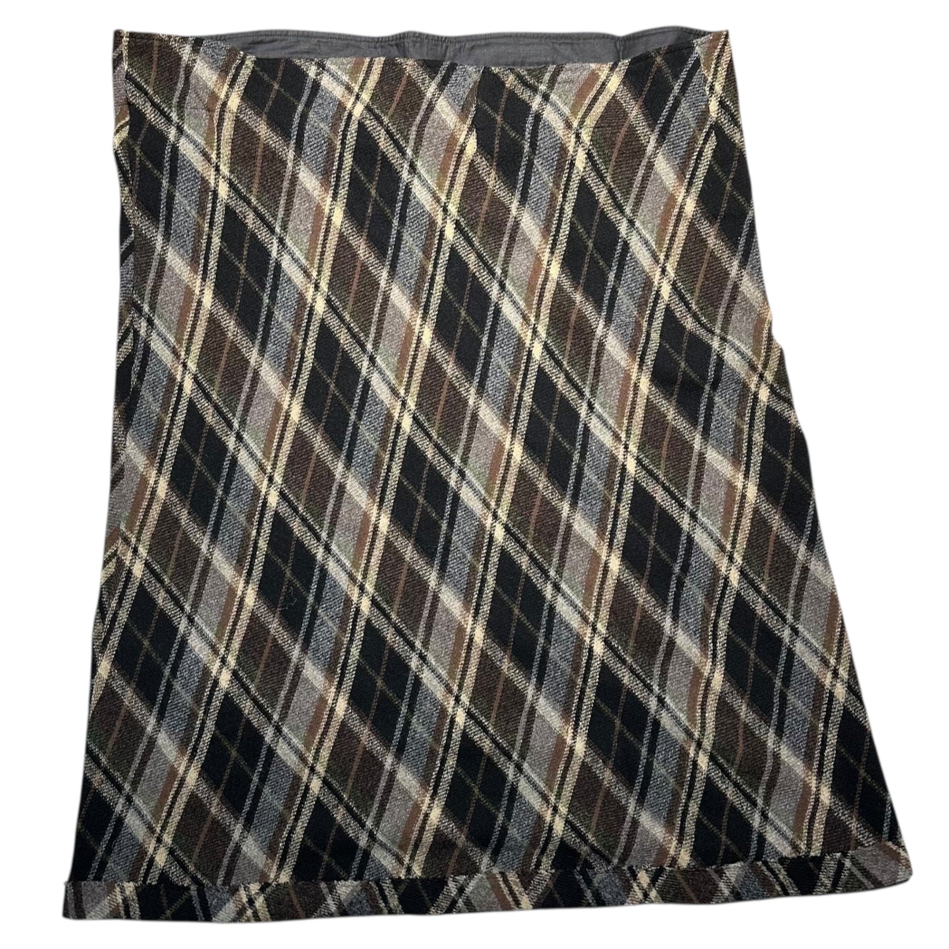 Y's(ワイズ) Wool nylon check long skirt ウール ナイロン チェック ロング スカート YJ-T41-977 3(L程度) ブラック×ブラウン×ホワイト