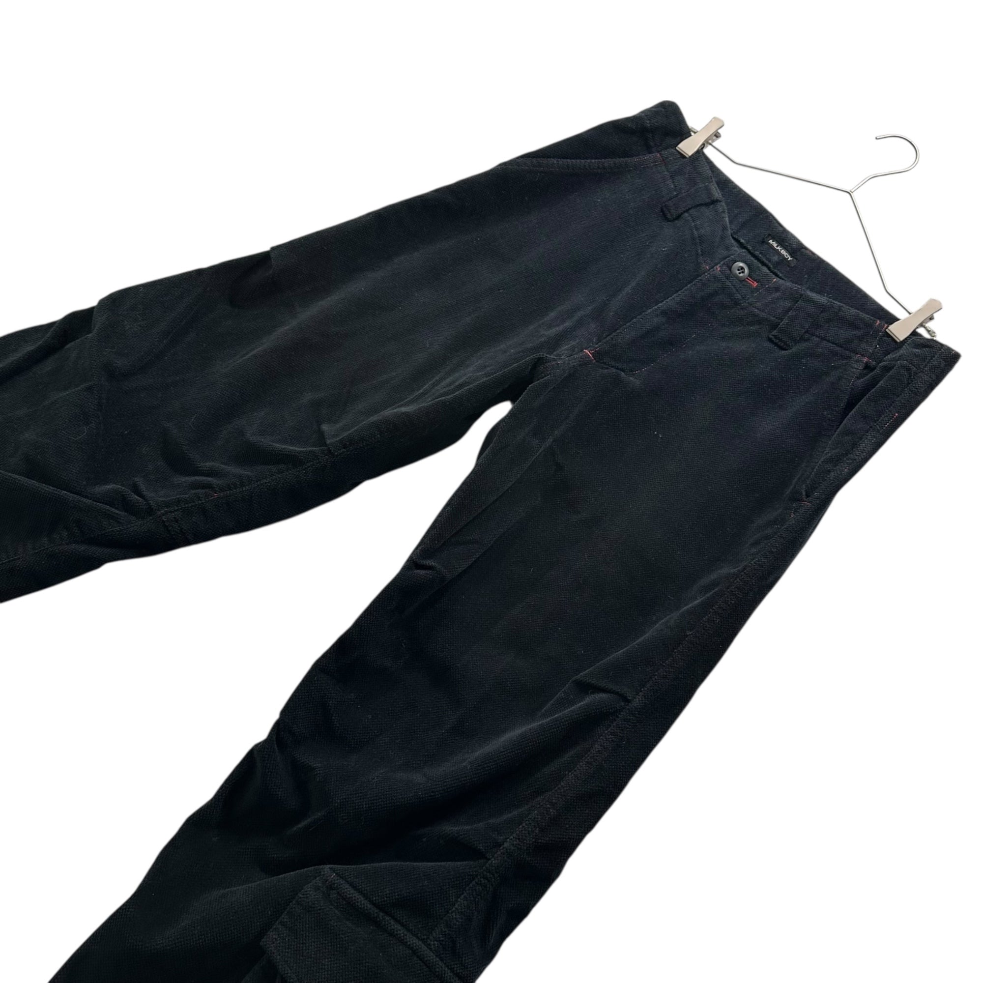 MILKBOY(ミルクボーイ)  90~00's Punk Hem Pocket Red Stitch Cropped Pants 90年 00年代 裾ポケット レッドステッチ クロップドパンツ 0P-0086 FREE(L程度) ブラック×レッド