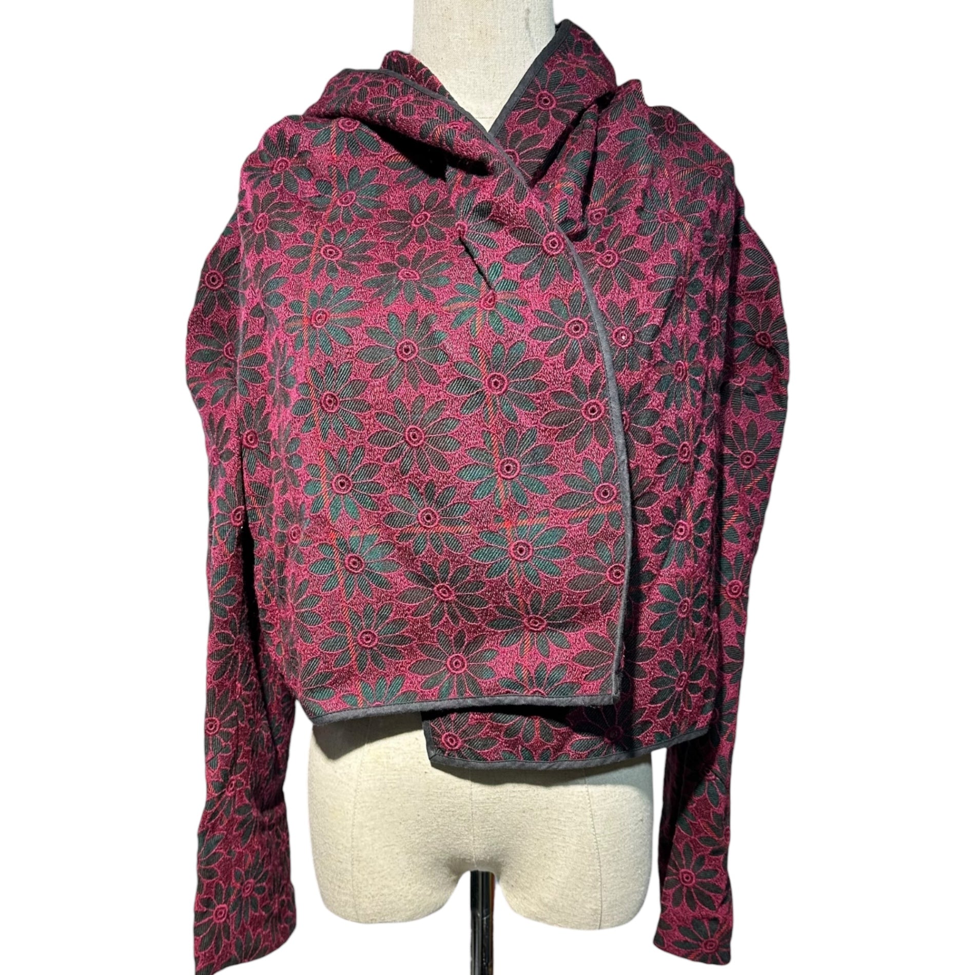 COMME des GARCONS(コムデギャルソン) 99AW Vintage Flower stitchwork modified buttonless jacket  ヴィンテージ フラワー ステッチワーク 変形 ボタンレス ジャケット GJ-04030S S ブラック×レッド AD1999