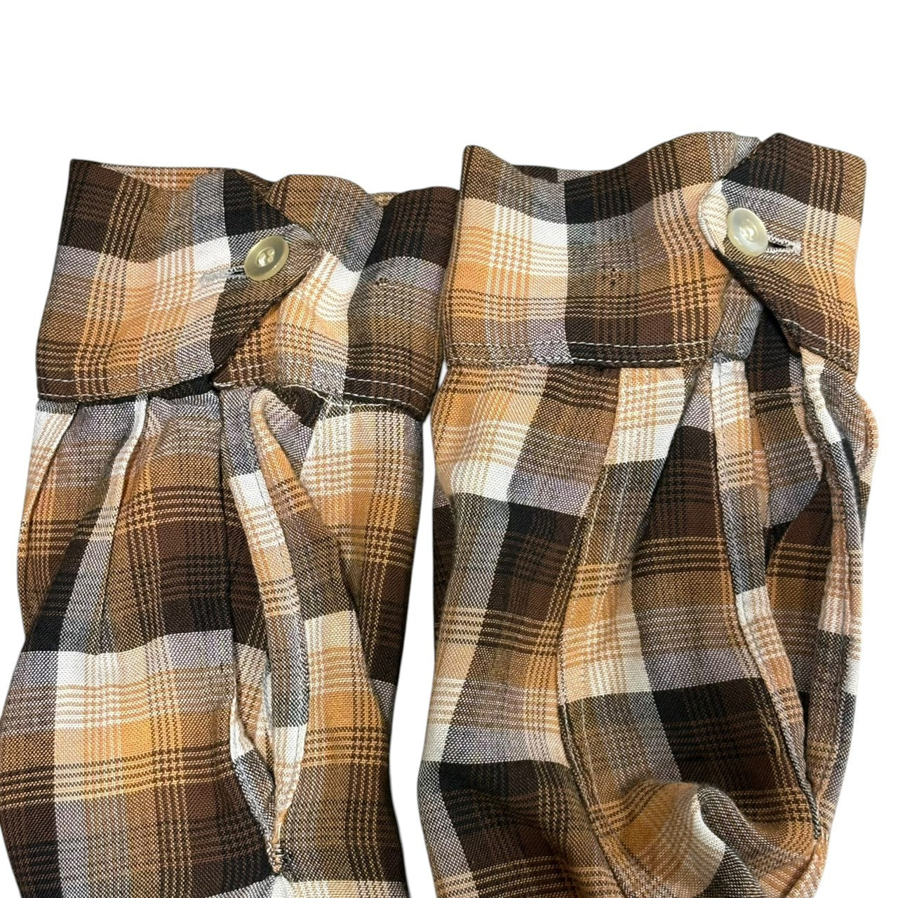 PILGRIM(ピルグリム) 60's THUNDERBIRD Ombre Check Rayon Open-Collar Shirt オンブレ チェック レーヨン オープンカラー シャツ M ブラウン 60年代 開襟