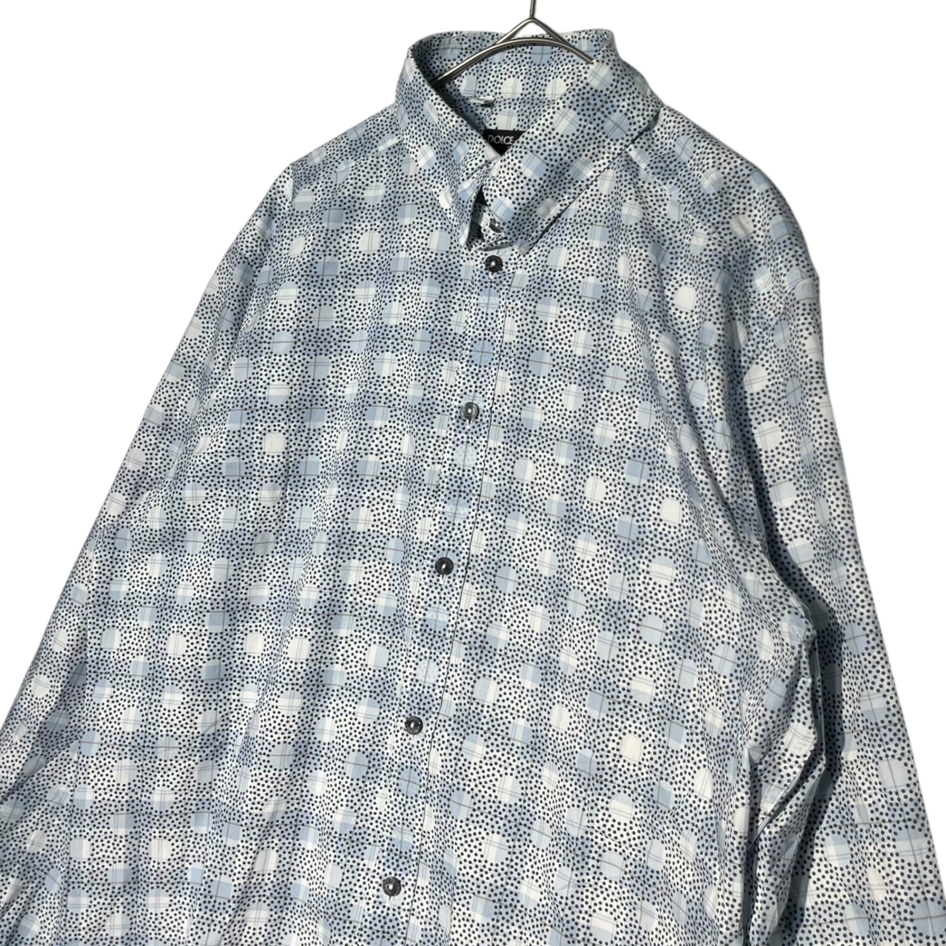 DOLCE&GABBANA(ドルチェ&ガッバーナドルガバ) Circle print allover shirt サークルプリント 総柄 シャツ ドット G5BD1T/FS5LC 40 ライトブルー