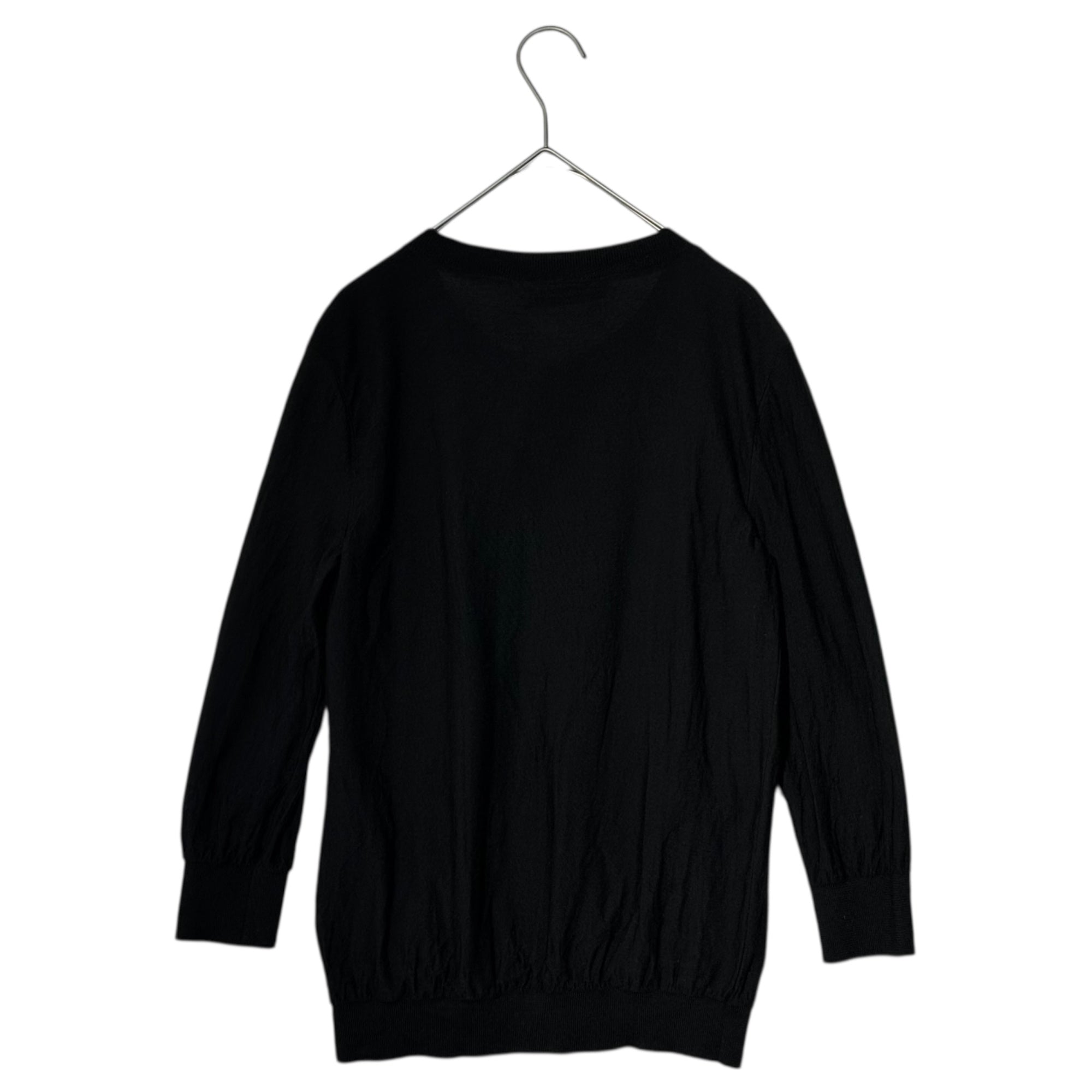 JIL SANDER(ジルサンダー) Wool Silk Top One Button Knit Cardigan ウール シルク トップ ワンボタン ニット カーディガン 754078 WY220748 34(XS程度) ブラック 薄手