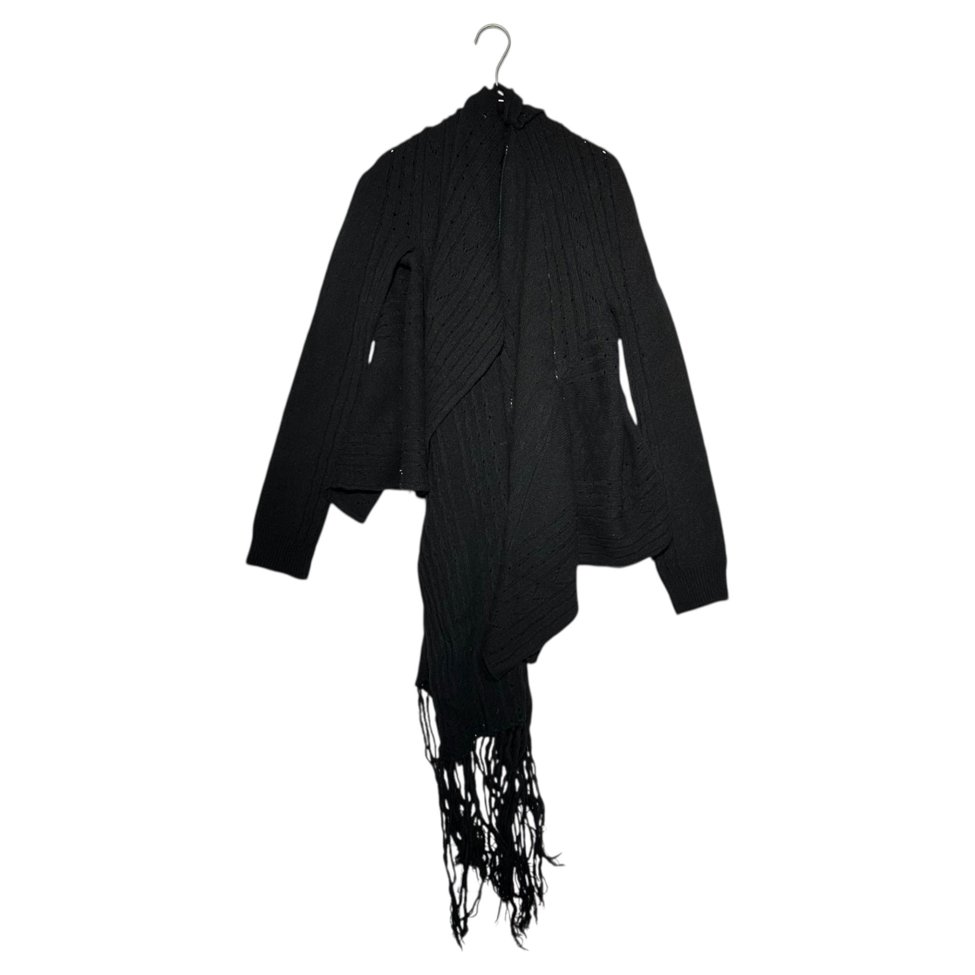 Y's(ワイズ)  Knit cape wrap cardigan ニット ケープ 巻き カーディガン マフラー YU-K31-270 3(L程度) ブラック×グリーン