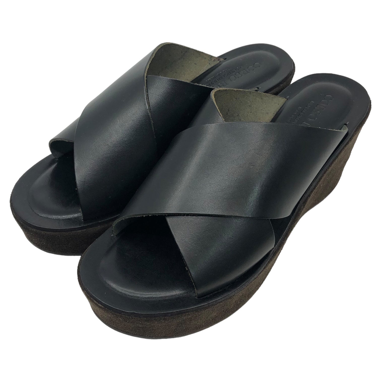 CORSO ROMA,9(コルソローマ) platform cross sandals プラットフォーム クロス サンダル 8117 38(24~24.5cm程度) ブラック IENA等取扱 参考定価17,600円(税込)