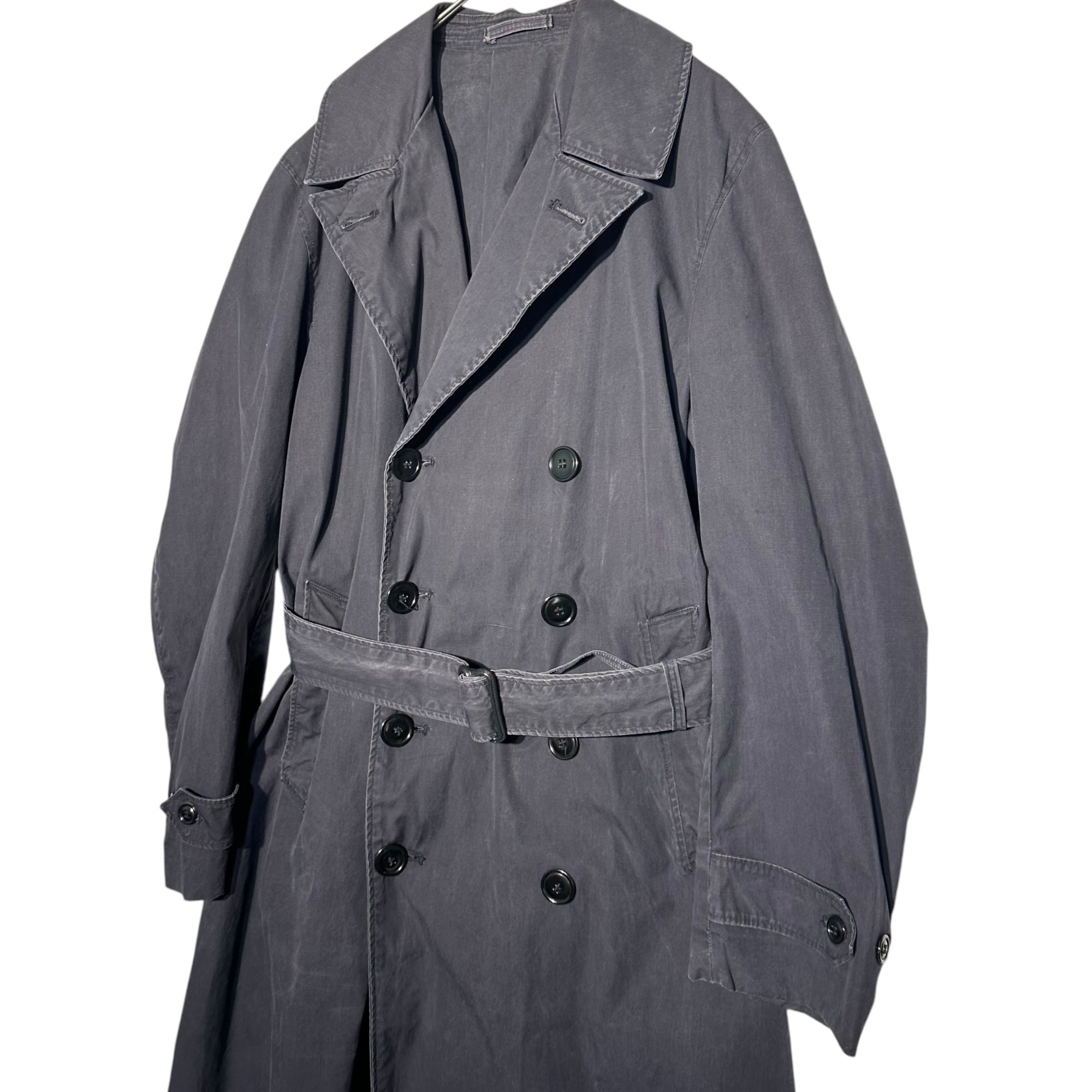 US NAVY(アメリカ海軍) 60’s rain coat レイン コート コットン ポプリン ダブルブレスト レイン コート トレンチ 表記消(M程度) ネイビー 推定60年代 ヴィンテージ 軍物