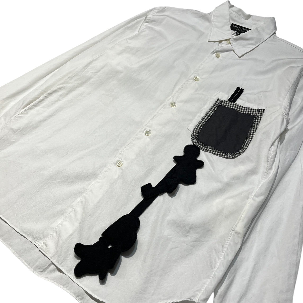 COMME des GARCONS HOMME PLUS(コムデギャルソンオムプリュス) 10SS Docking pocket L/S shirt ドッキング 人形 ポケット 長袖 シャツ PE-B007 XS ホワイト AD2009 ランダムコラージュ期