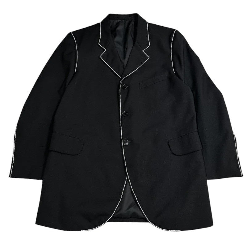 COMME des GARCONS HOMME PLUS(コムデギャルソンオムプリュス) 99AW Souvenir Kitsch stitch 3B Jacket スーベニールキッチュ期 ステッチ 3ボタン ジャケット PJ-04006S S ブラック×ホワイト AD1999 通称 エルメス期 稀少品 著名人着用