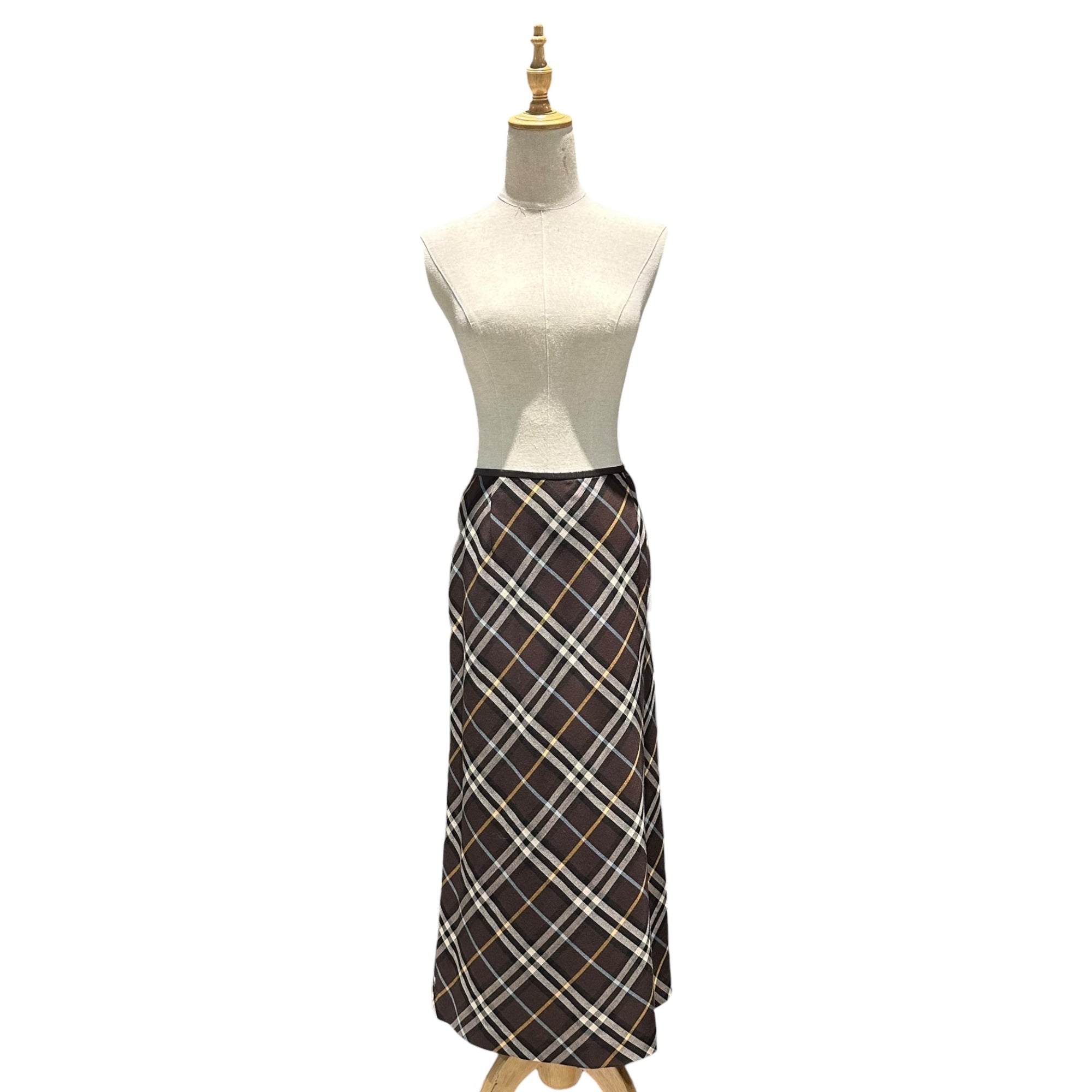 BURBERRY LONDON(バーバリーロンドン) Tartan Maxi Skirt タータン チェック ロング スカート FXA87-049 38 ブラウン