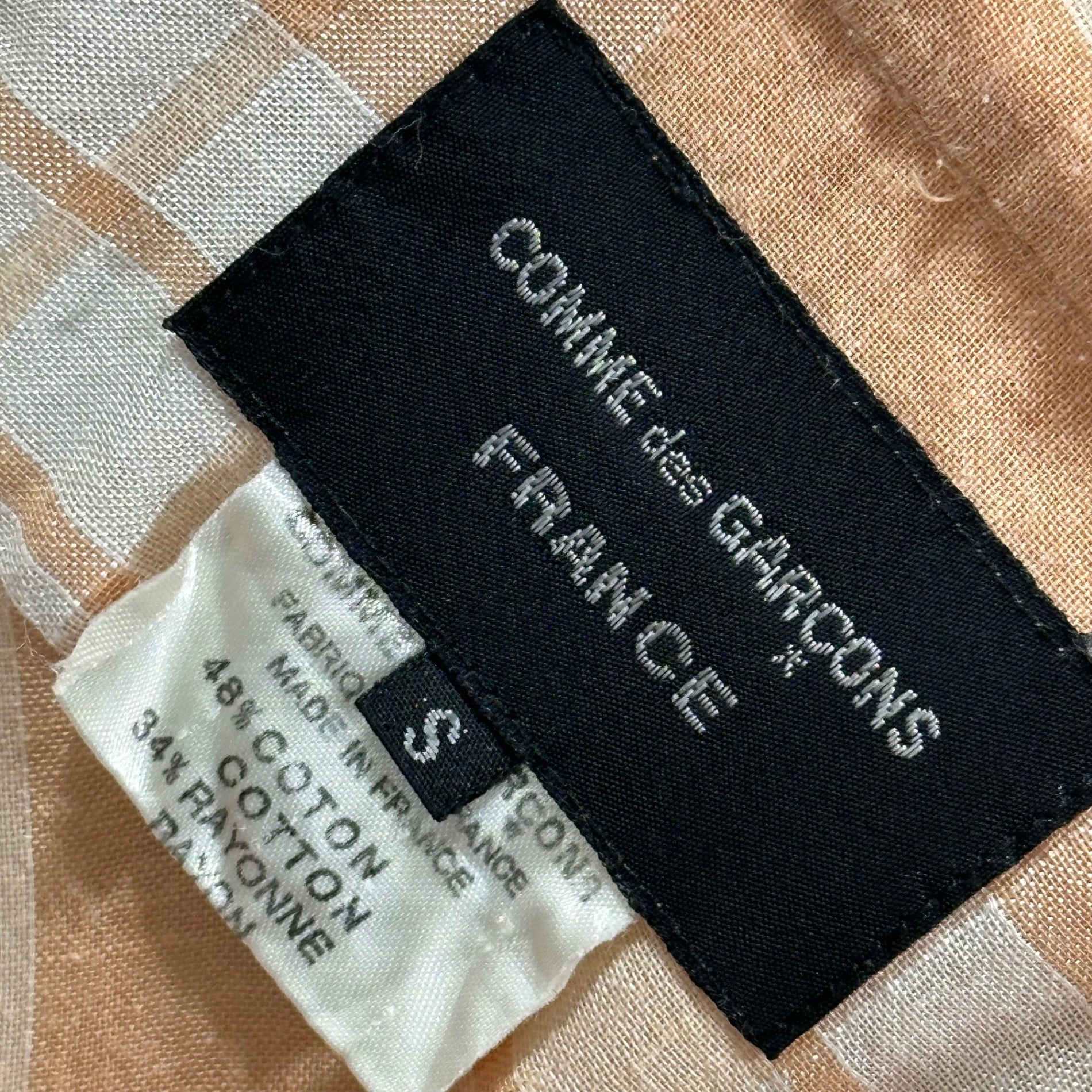 COMME des GARCONS FRANCE(コムデギャルソンフランス) 1980's Asymmetrical Check L/S Shirt アシンメトリー 長袖 チェック シャツ S オレンジ×ホワイト 80年代 アーカイブ シアー