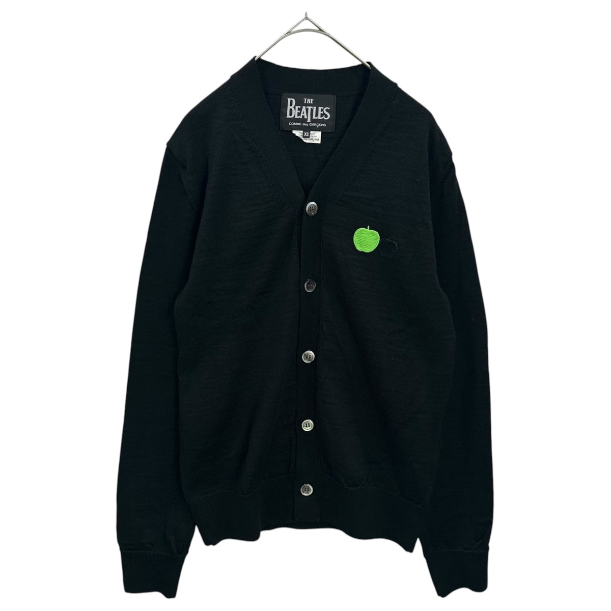 THE BEATLES COMME des GARCONS(ザビートルズコムデギャルソン) 2015AW Double Apple Wool-Acrylic Knit Cardigan ダブルアップル ウール アクリル ニット カーディガン VP-N001 XS ブラック×グリーン AD2015