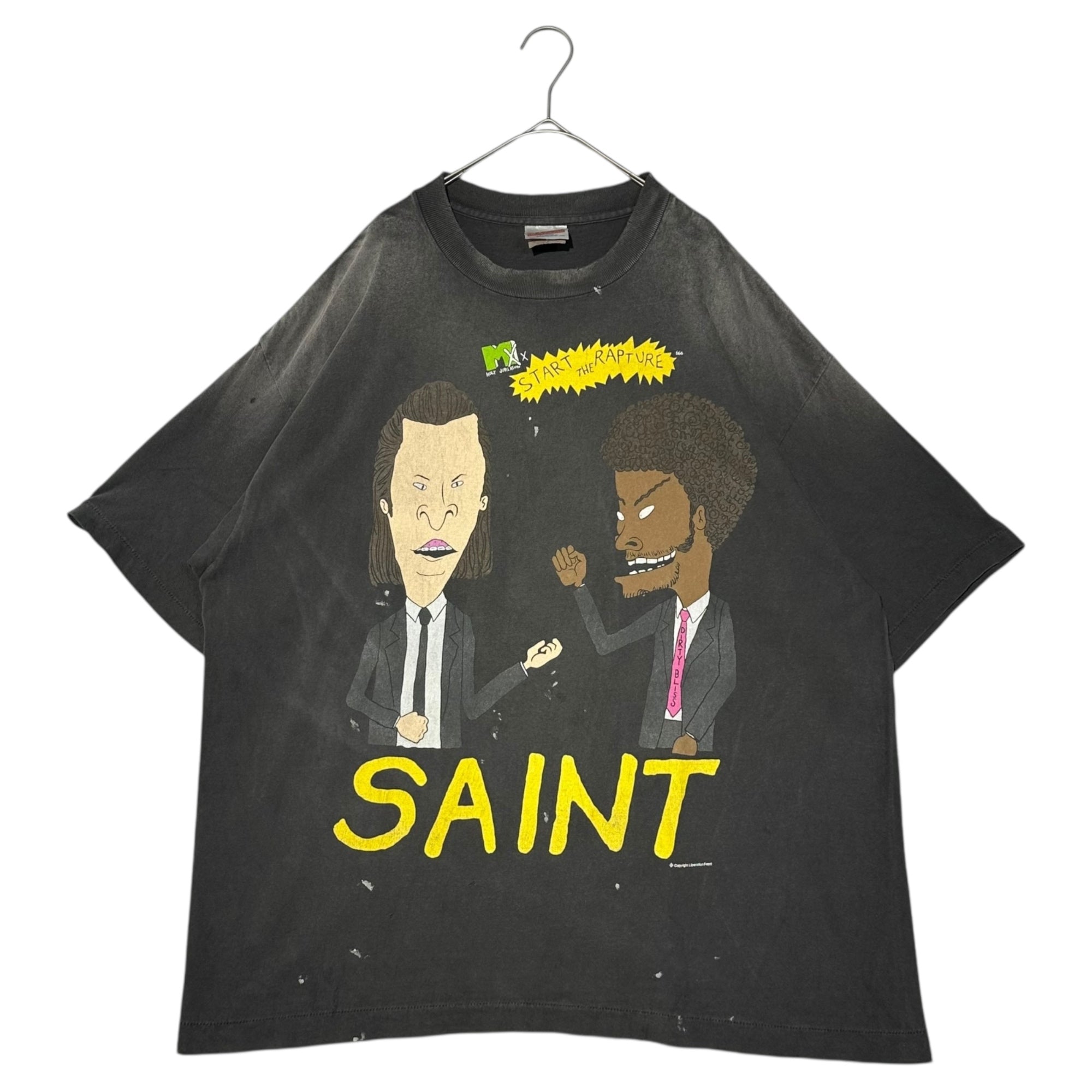 SAINT MICHAEL(セントマイケル) 25SS SS TEE RAPTURE ヴィンテージ加工 半袖 Tシャツ SM-HR8-0000-015 XL ブラック
