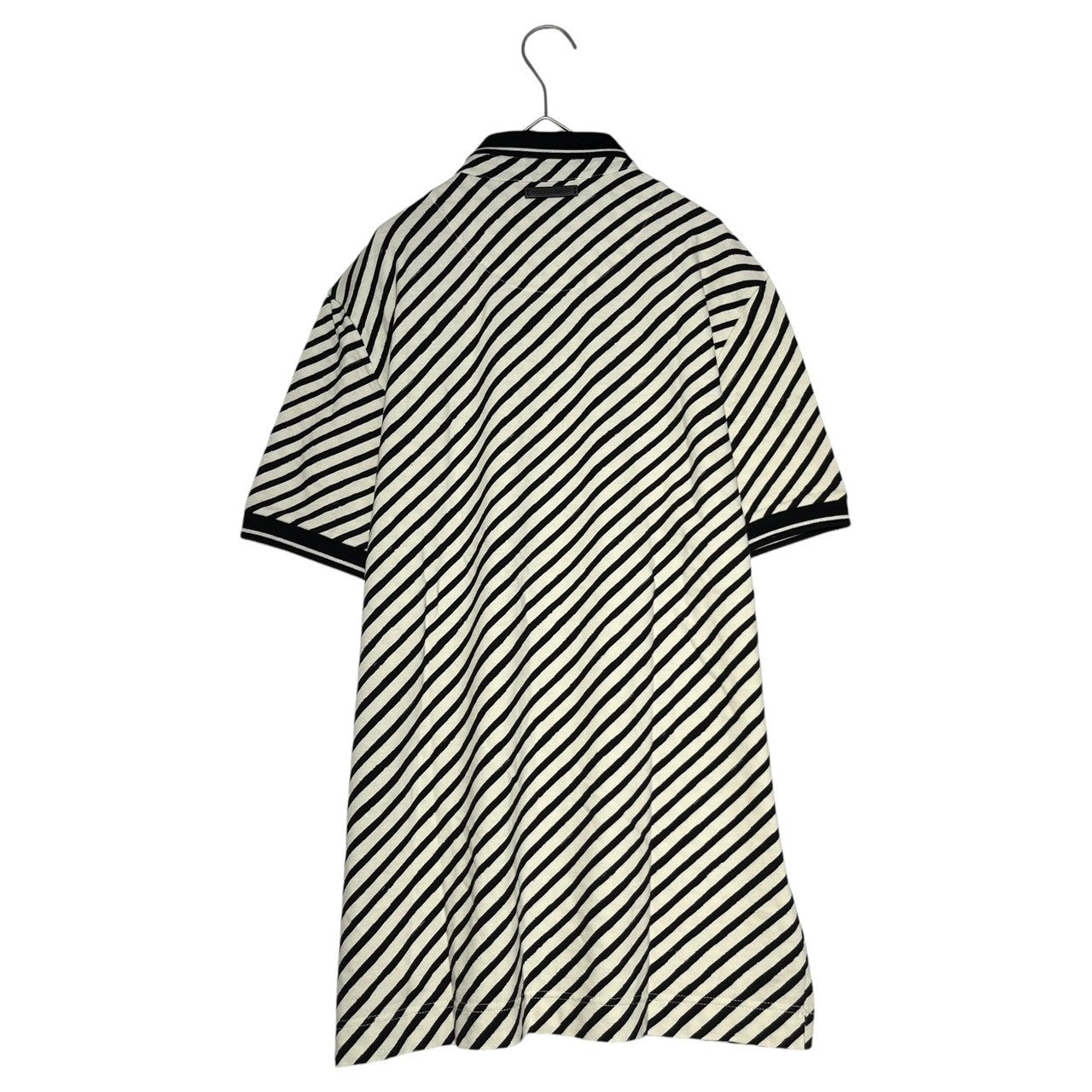 DOLCE&GABBANA(ドルチェ&ガッバーナドルガバ) Diagonal border polo shirt 斜め ボーダー ポロシャツ G8FX3T G7HAW 48(L程度) ホワイト×ブラック