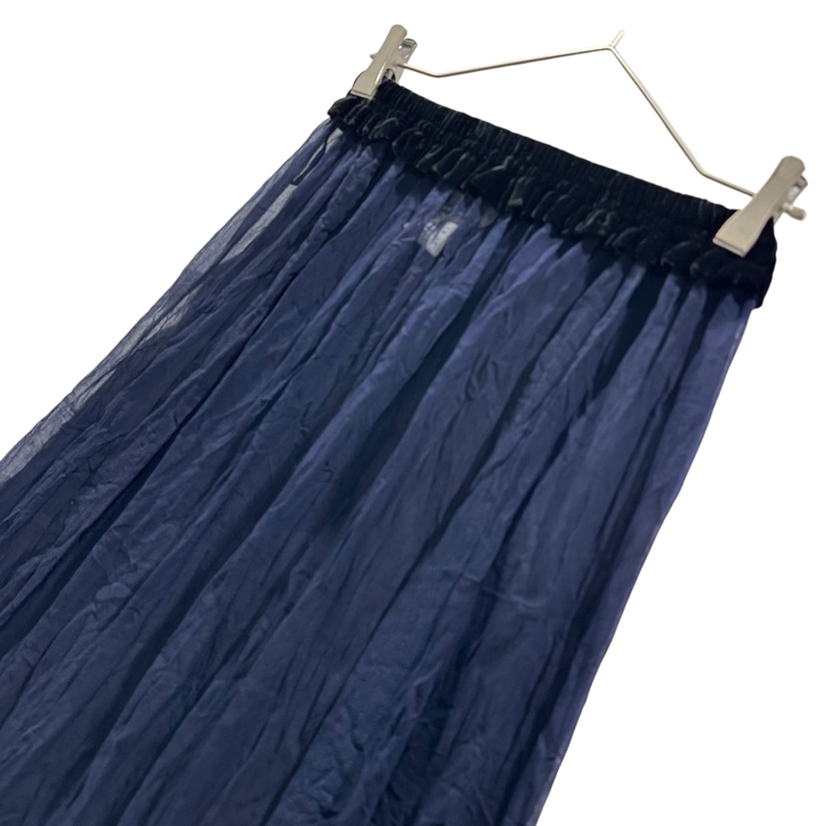 robe de chambre COMME des GARCONS(ローブドシャンブルコムデギャルソン) 1998AW Velvet-Waist Sheer Rayon Skirt ベルベット ウエスト シアー レーヨン スカート RS-100360 FREE ネイビー AD1998 90s アーカイブ