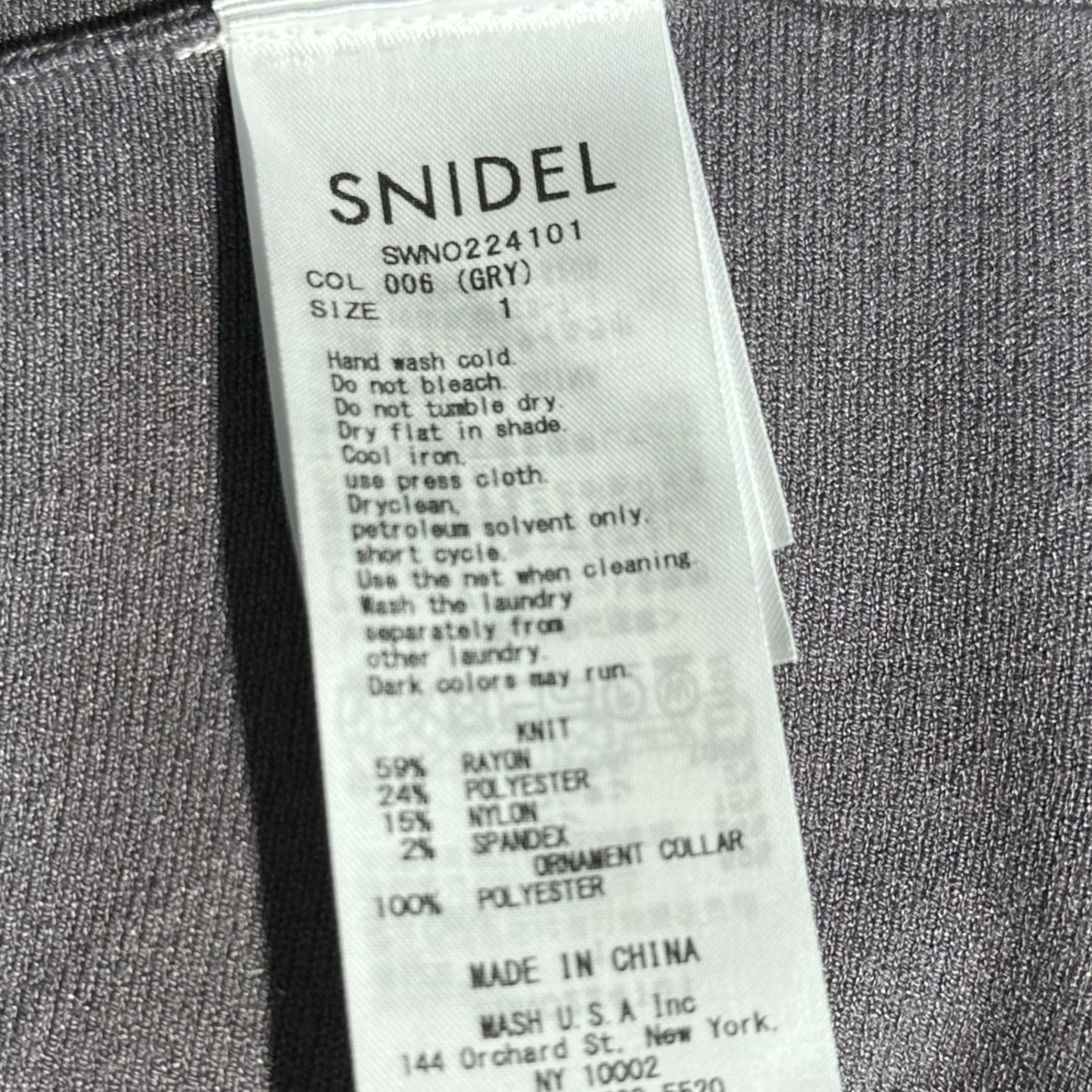 snidel(スナイデル) ケープ デザイン ニット ドッキング ワンピース SWNO224101 1(S程度) グレー 付け襟 タイト リブ ノースリーブ ロング