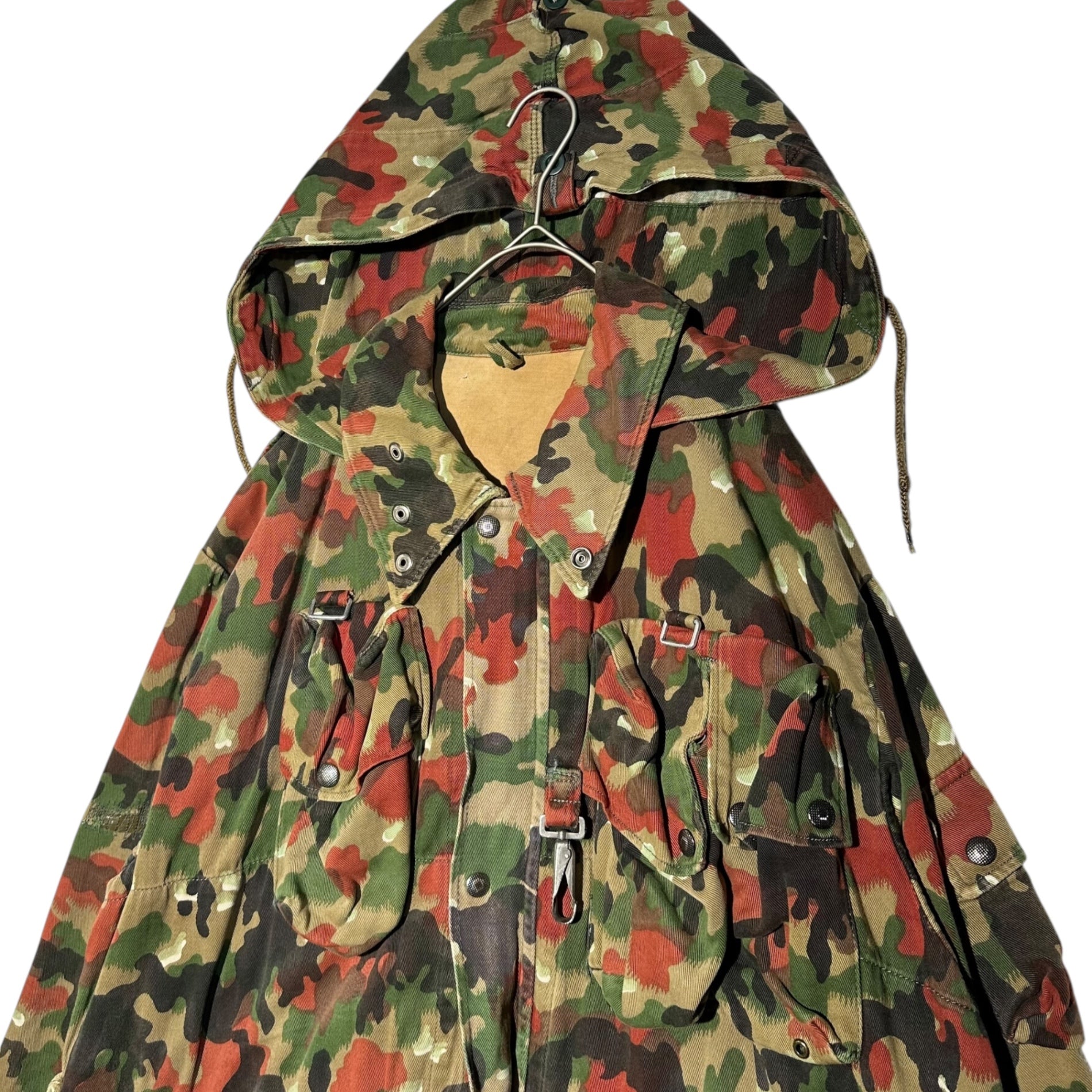 SWISS MILITARY(スイス軍) M-60 Alpenkamo Field Jacket アルペンカモ フィールド ジャケット 52(L相当) カーキ×レッド ヴィンテージ マウンテン パーカー