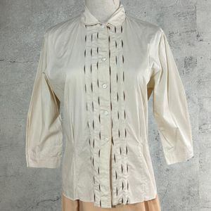 VINTAGE(ヴィンテージ) 60's~ center design long sleeve shirt センターデザイン長袖シャツ M~L程度 ベージュ×ブラウン