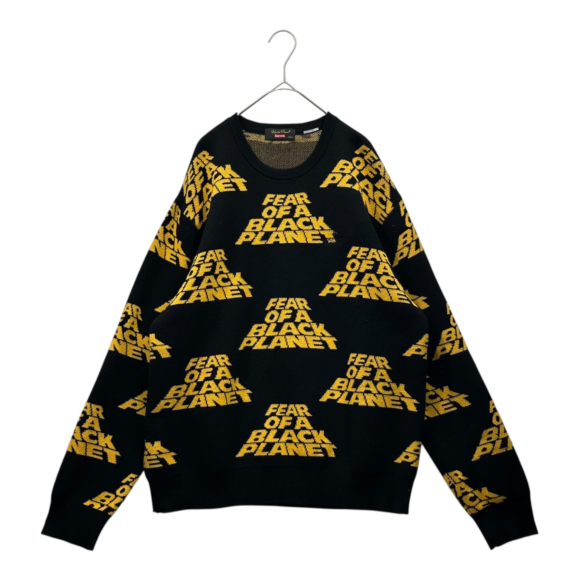 SUPREME×UNDERCOVER(シュプリーム×アンダーカバー) 18SS Public Enemy Sweater パブリック エネミー セーター S ブラック×イエロー クルーネック　ニット