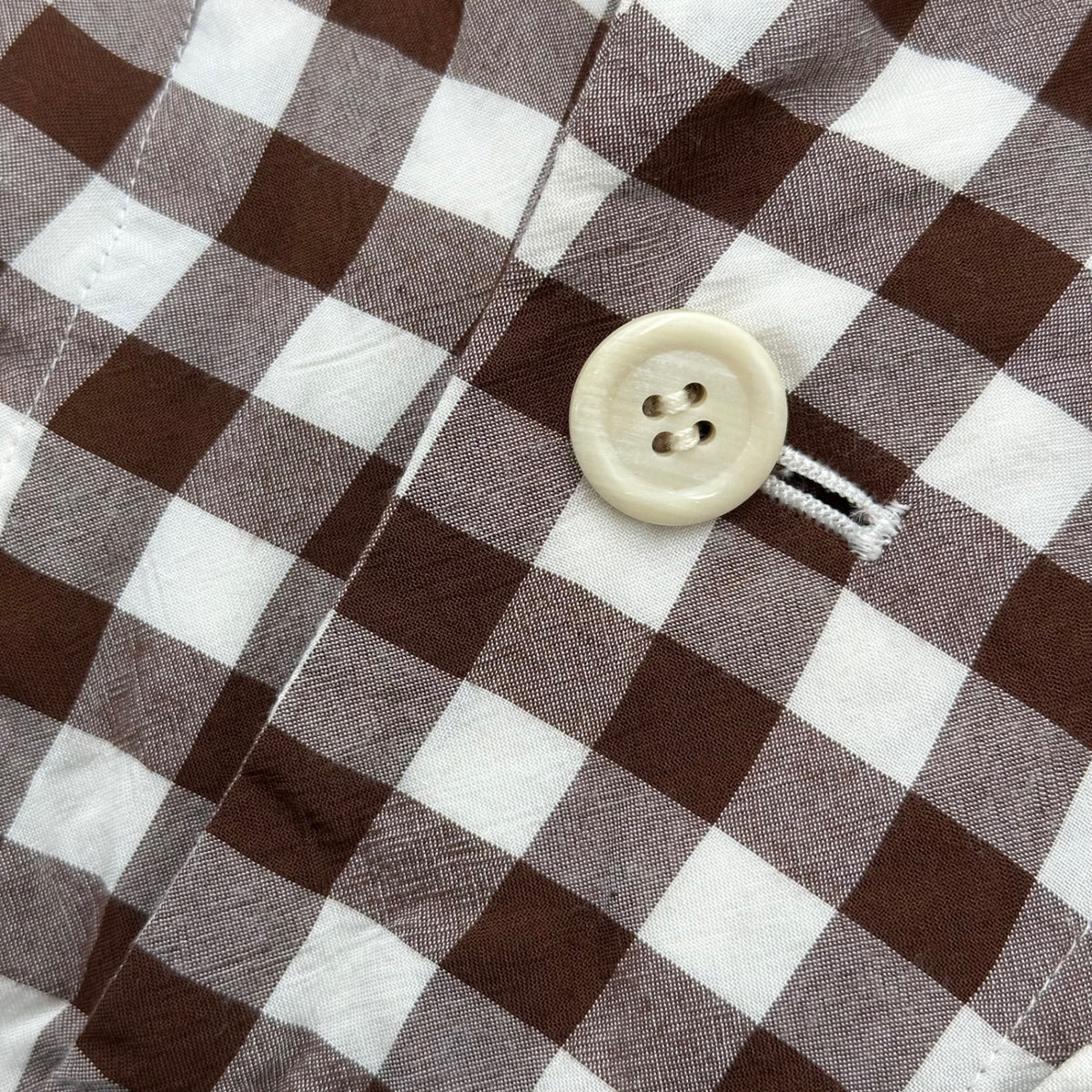 robe de chambre COMME des GARCONS(ローブドシャンブルコムデギャルソン) 1999SS Gingham-Check Rayon Shirt Jacket ギンガム チェック レーヨン シャツ ジャケット RJ-100220 FREE ブラウン×ホワイト AD1998 90s アーカイブ