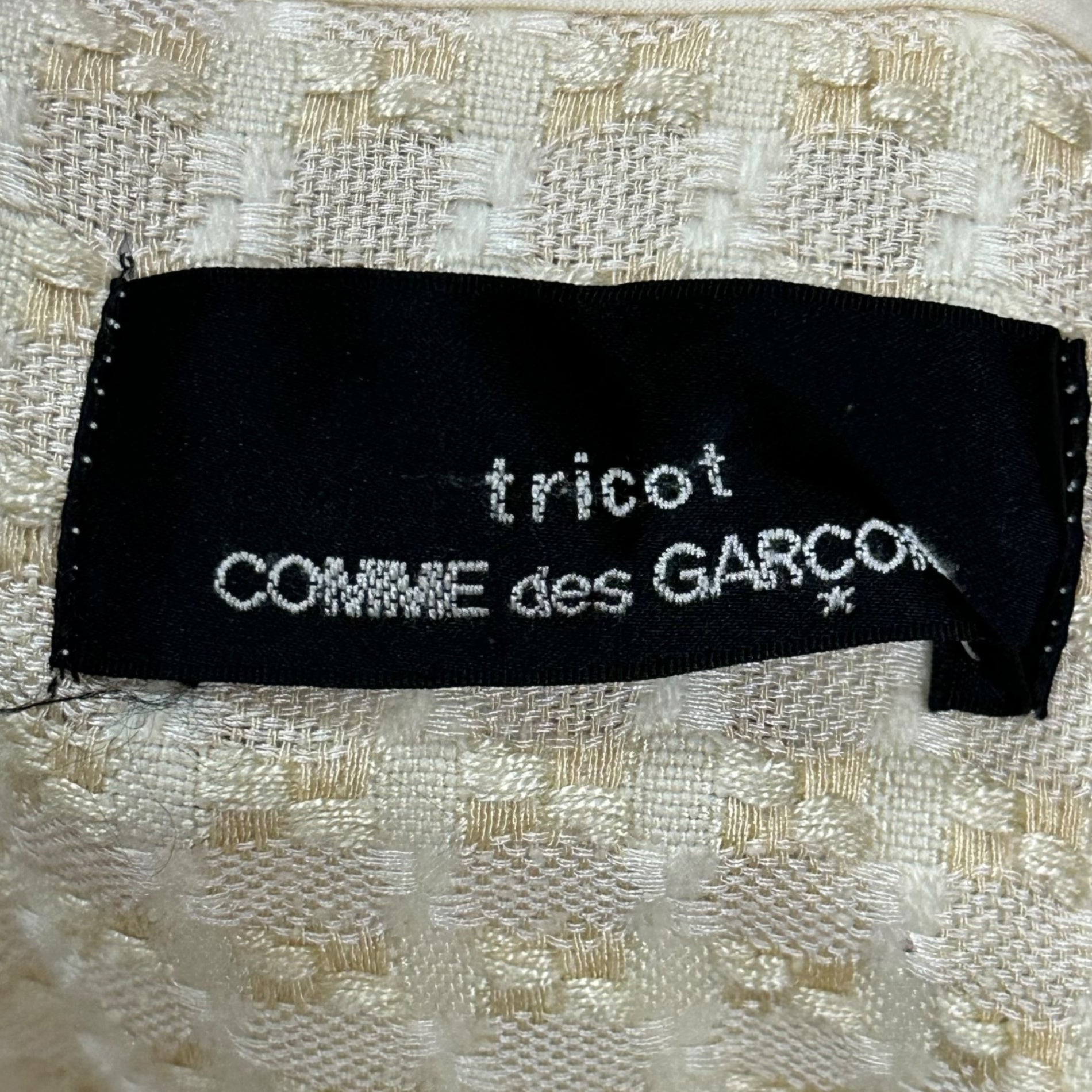 tricot COMME des GARCONS(トリココムデギャルソン) 98SS Vintage Round collar overlapping buttons woven shirt jacket ヴィンテージ 丸襟 重ねボタン 織り シャツ ジャケット TB-020140 FREE アイボリー AD1997