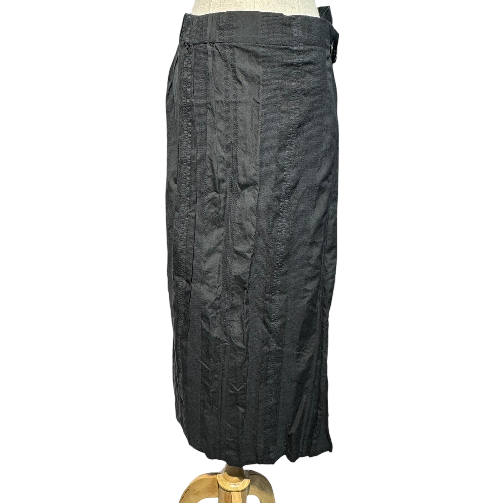 YOHJI YAMAMOTO+NOIR(ヨウジヤマモトプリュスノアール) Striped woven long tight skirt ストライプ 織り ロング タイト スカート NE-S18-006 3(L程度) ブラック