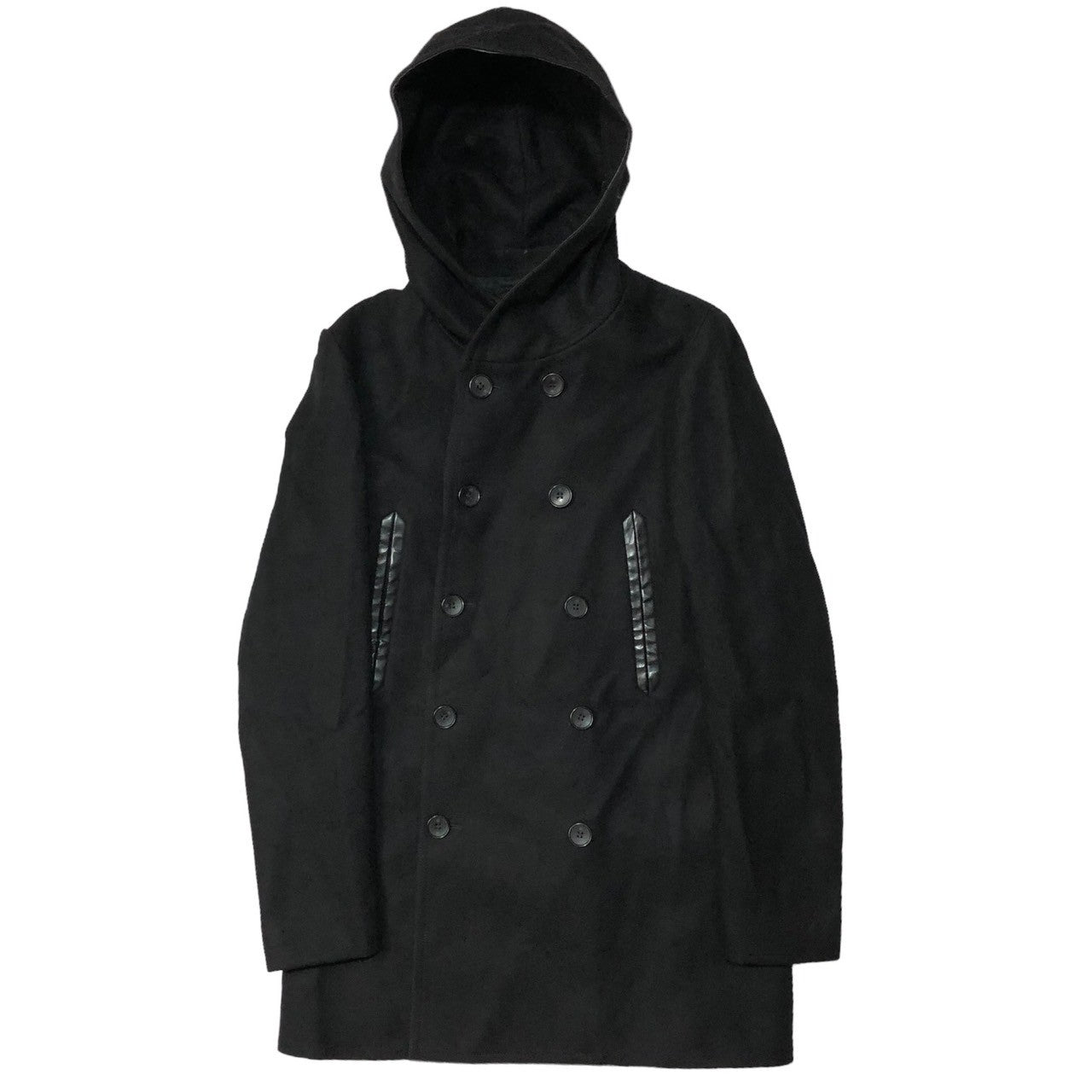 BALENCIAGA(バレンシアガ) 13AW hooded melton coat フーデッド メルトンコート UP57 2013 00637 SIZE 46(S) ブラック テープ部劣化有