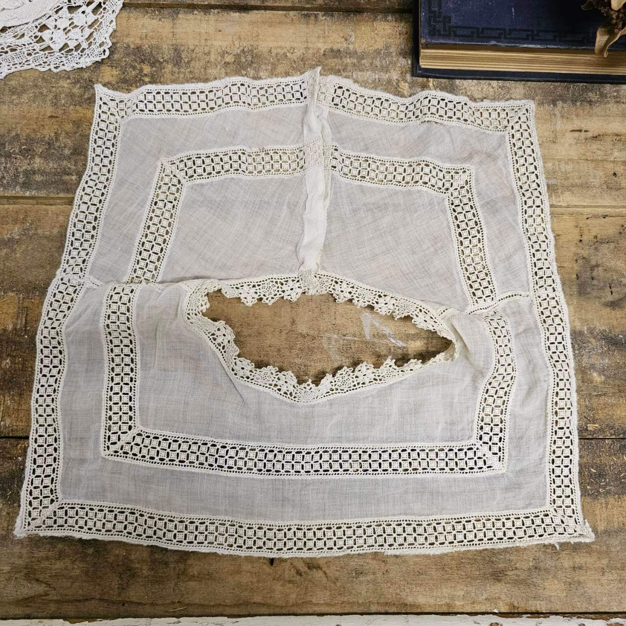 Euro antique(ヨーロッパアンティーク) France cotton lace collar フランス コットンとレースのやさしい襟 ホワイト