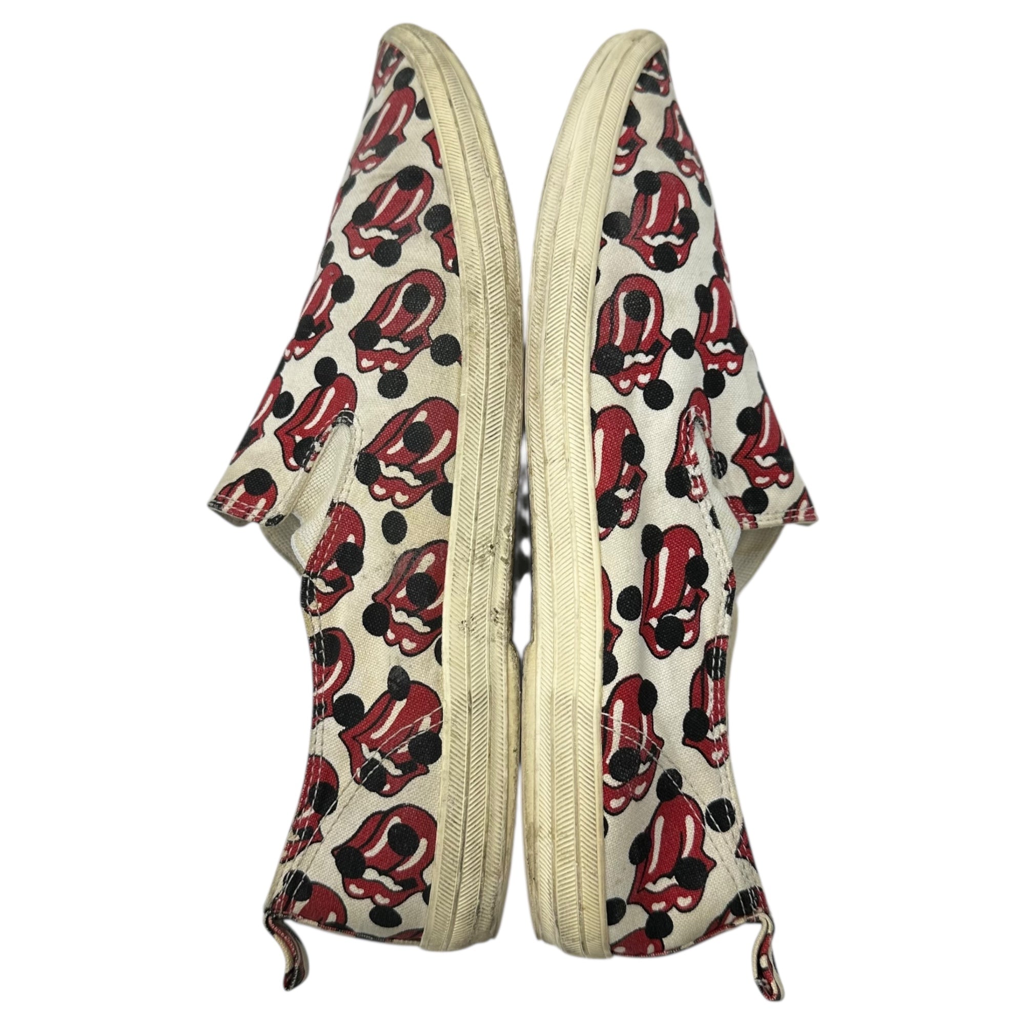 COMME des GARCONS HOMME PLUS(コムデギャルソンオムプリュス) 06SS Rolling Stones Lips & Tongue Print Slip-Ons ローリング ストーンズ リップ＆タン ドット プリント スリッポン JQ20A1 27.0cm アイボリー×レッド スニーカー コラボ