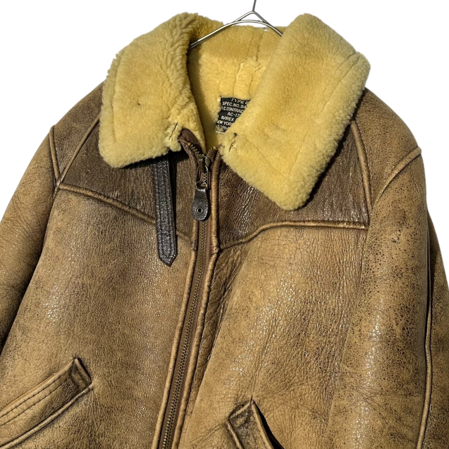 AVIREX(アヴィレックス) 80's~90's TYPE B-6 Mouton Flight Jacket ボア ムートン フライト ジャケット 94-3888 34(XS程度) ブラウン レザー