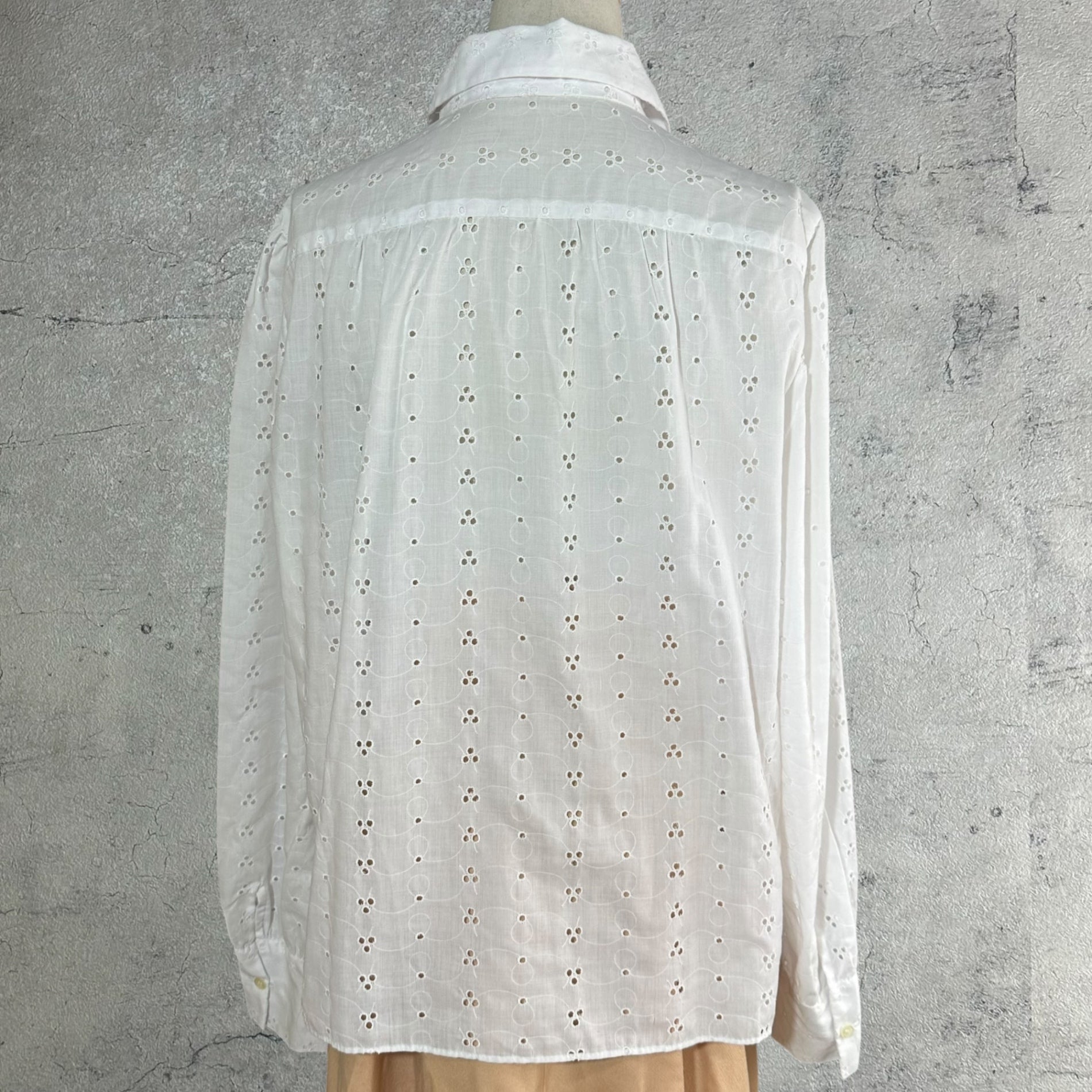 Euro Vintage(ヨーロッパヴィンテージ) Continuer_70's~ scalloped lace cotton blouse/スカラップレースコットンブラウス 表記なし(Lサイズ程度) ホワイト
